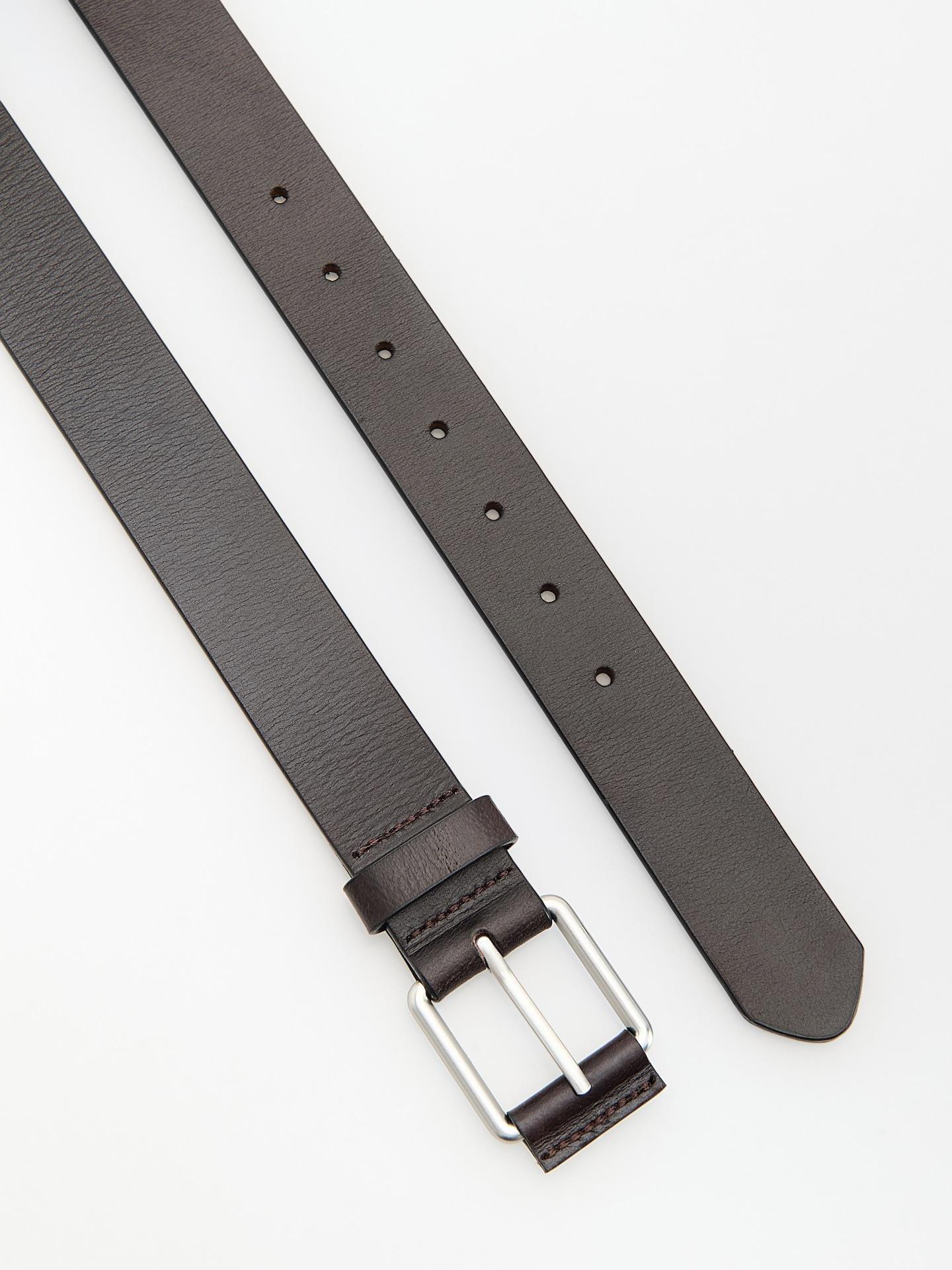 Brown Leather Belt With Buckle, Brown, medium