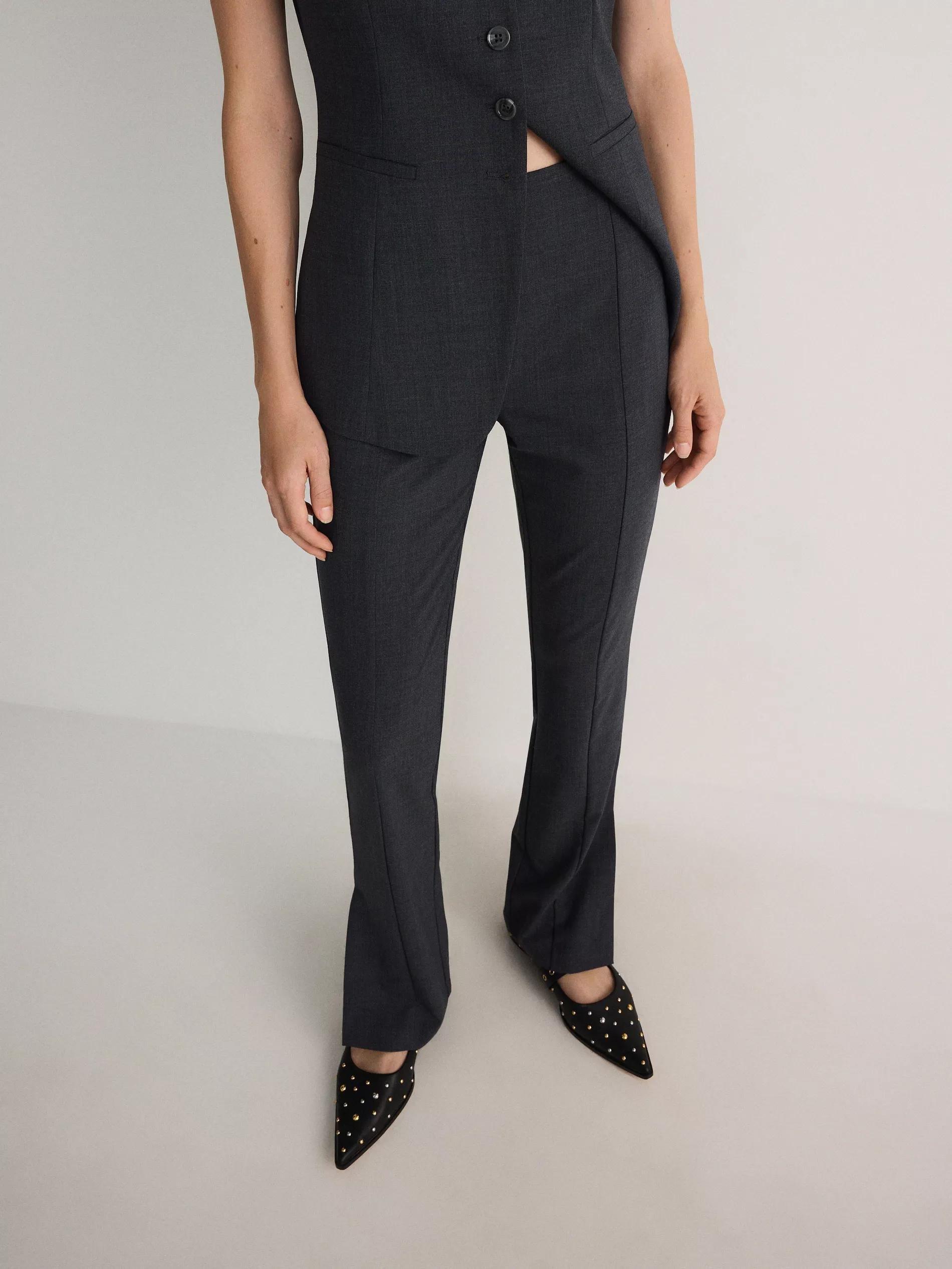 Grey Wool Blend Suit Trousers, , medium