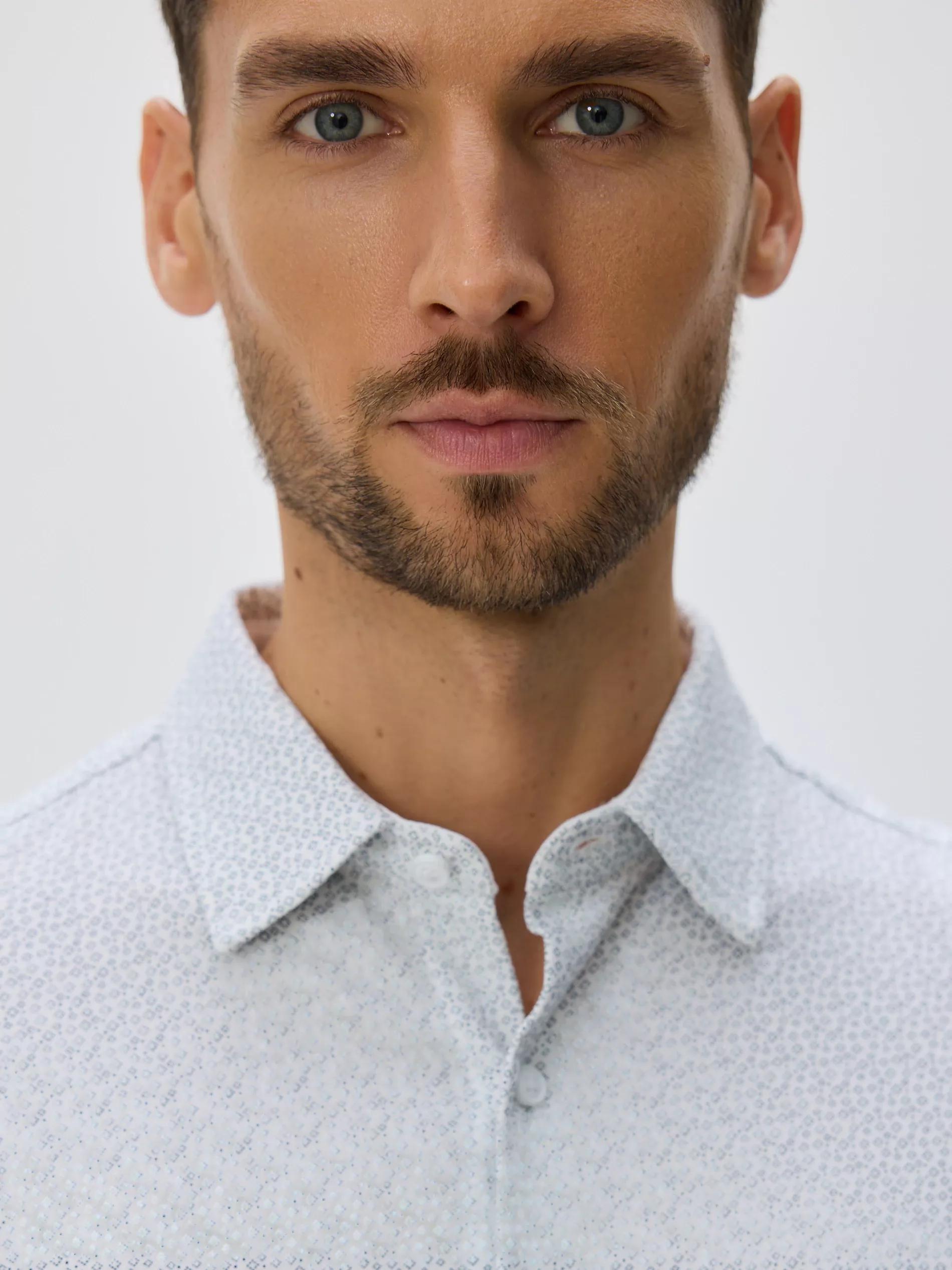 White Slim Fit Cotton Rich Shirt, White, large image number 3