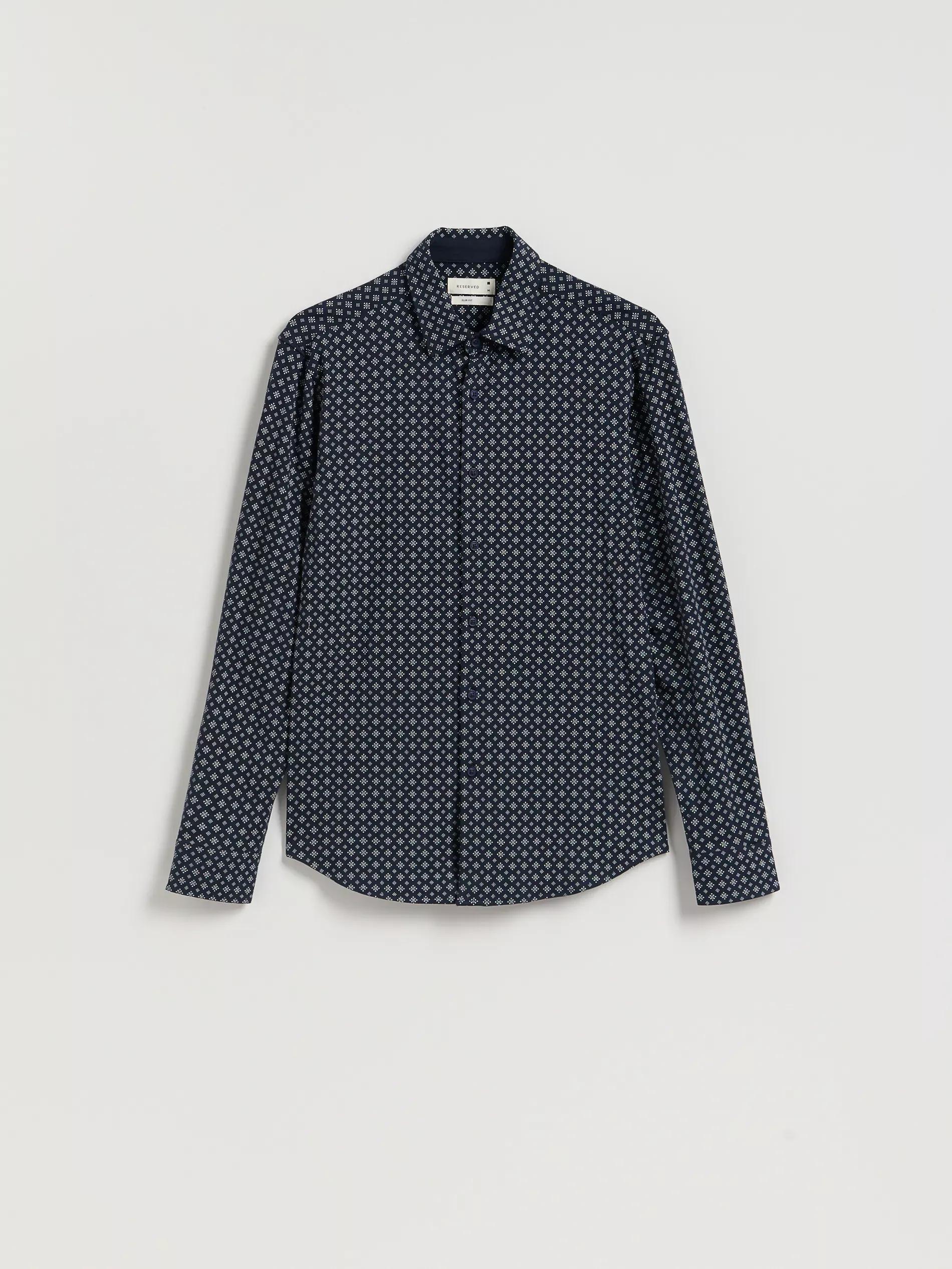 Navy Slim Fit Cotton Rich Shirt, Navy, medium