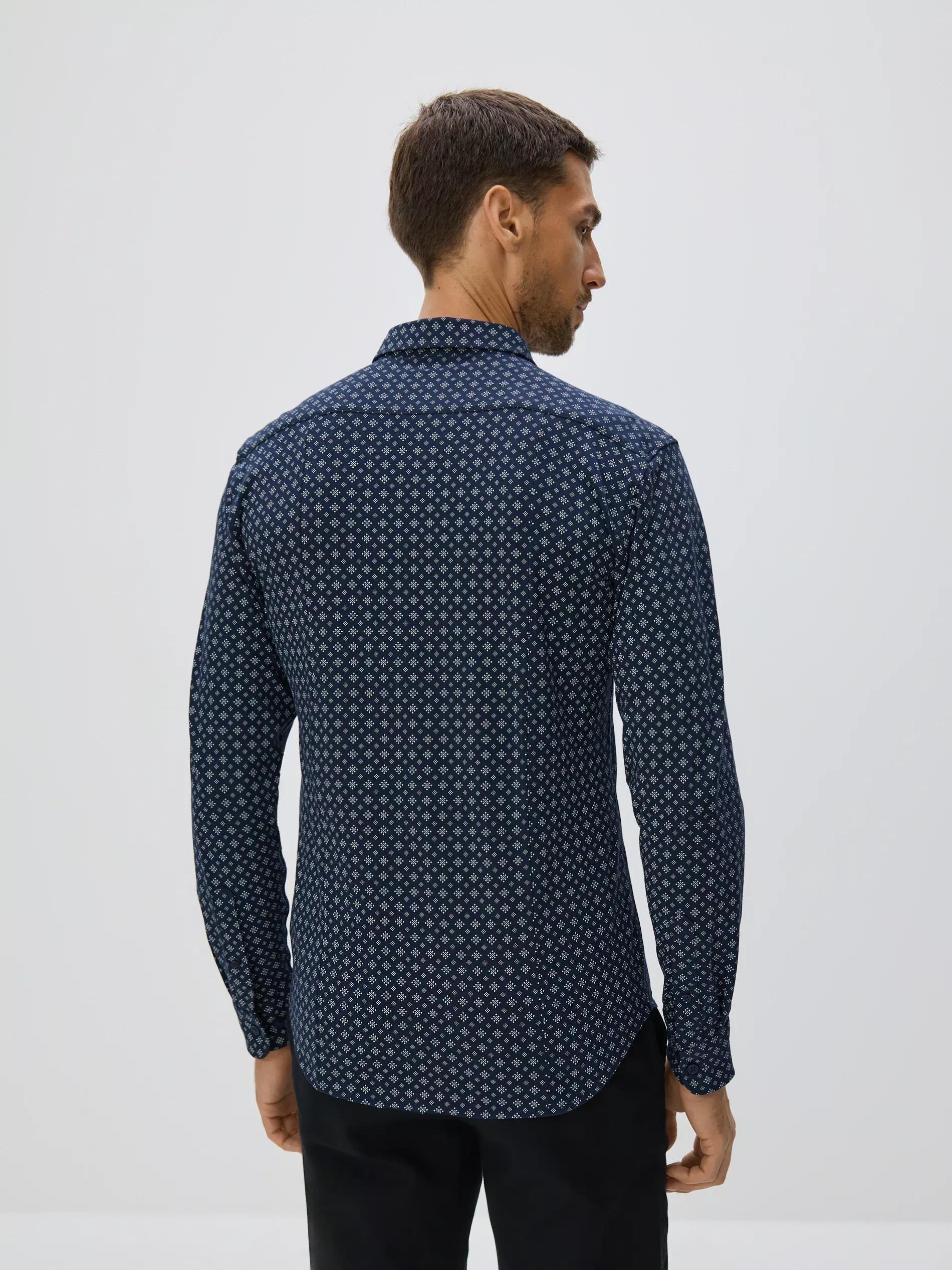 Navy Slim Fit Cotton Rich Shirt, Navy, large image number 2