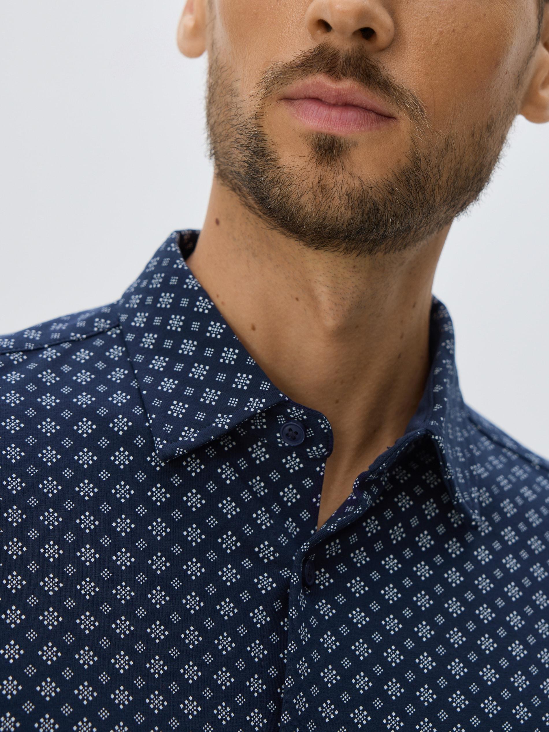 Navy Slim Fit Cotton Rich Shirt, Navy, large image number 3