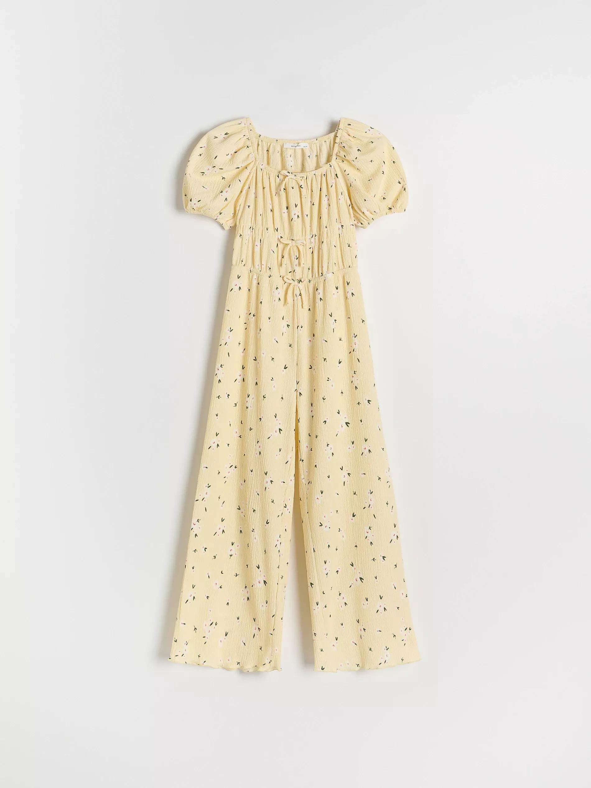 Yellow Patterned Jumpsuit, Yellow, medium