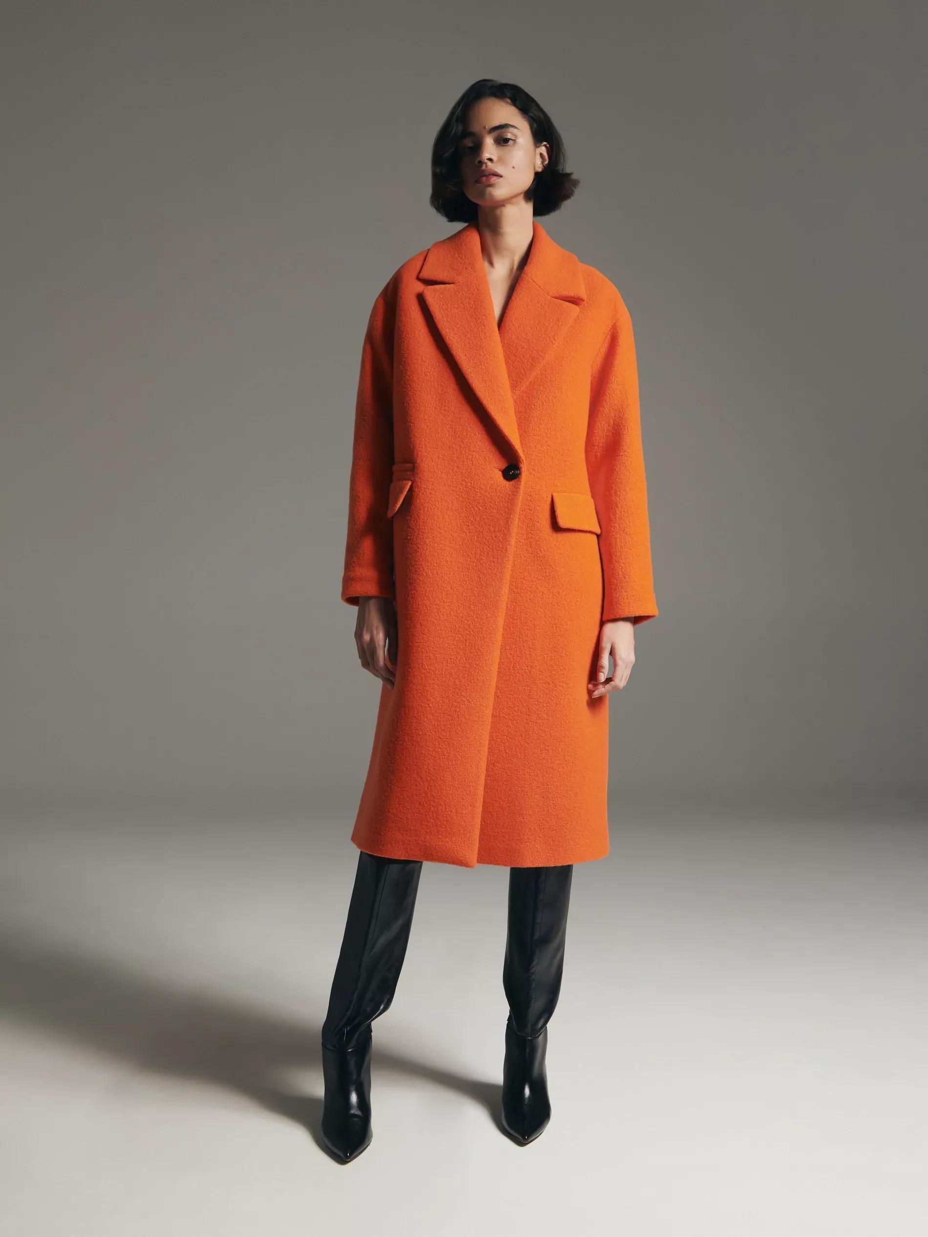 Orange Wool Blend Coat, , large image number 0