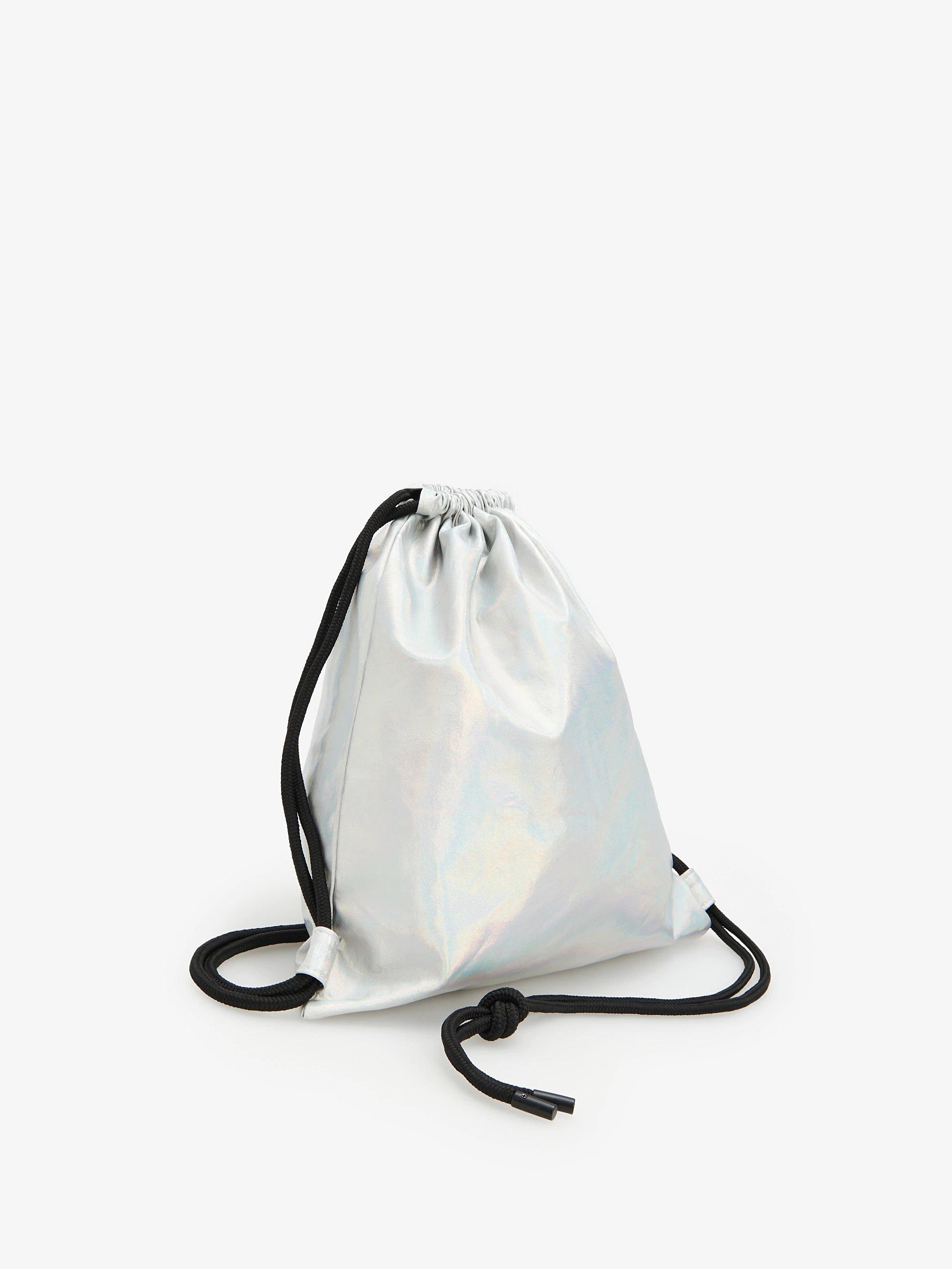 Silver Holographic Effect Drawstring Bag, Kids Girl, , large image number 0