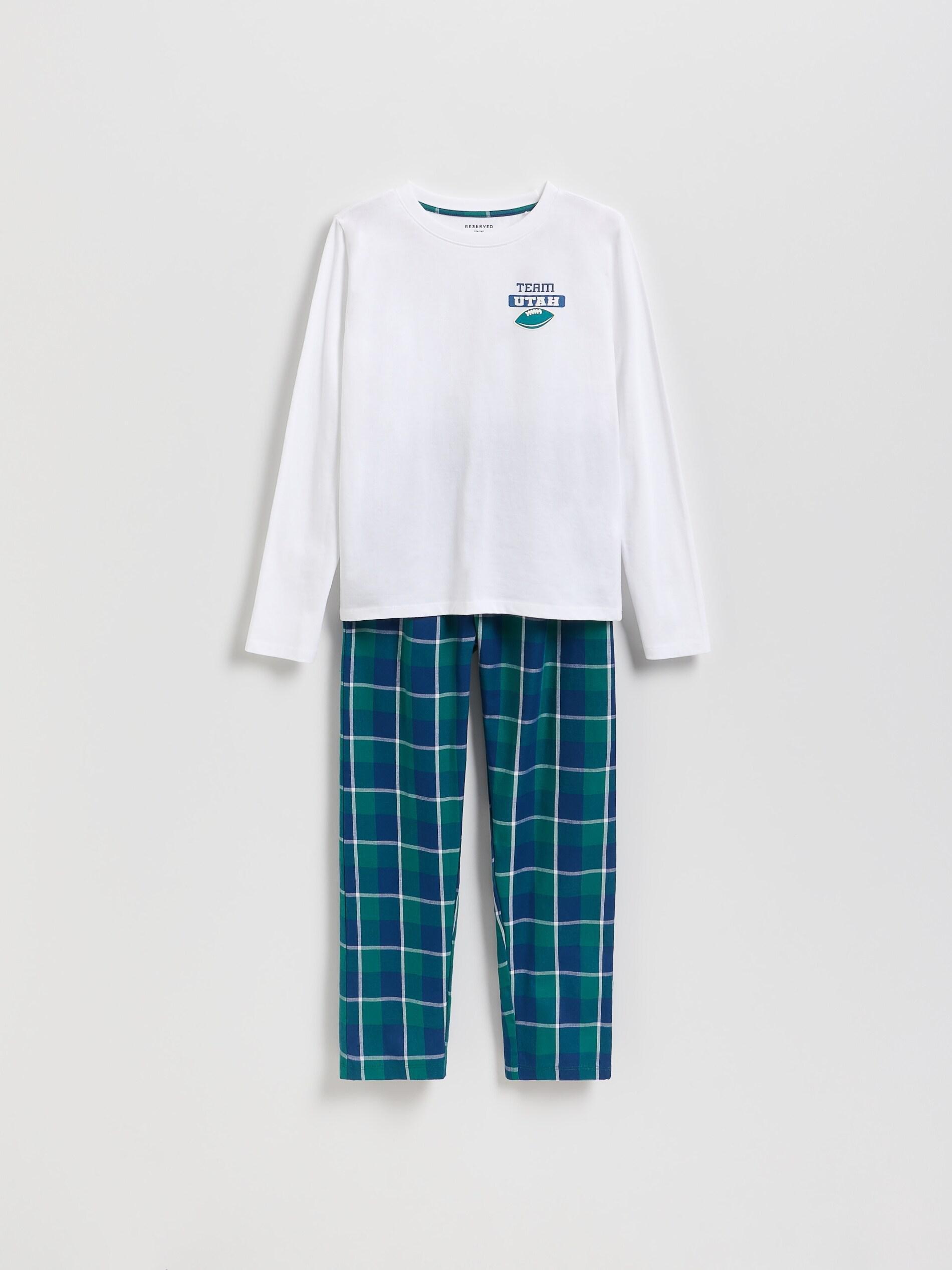 White Two Piece Pyjama Set, White, large image number 0