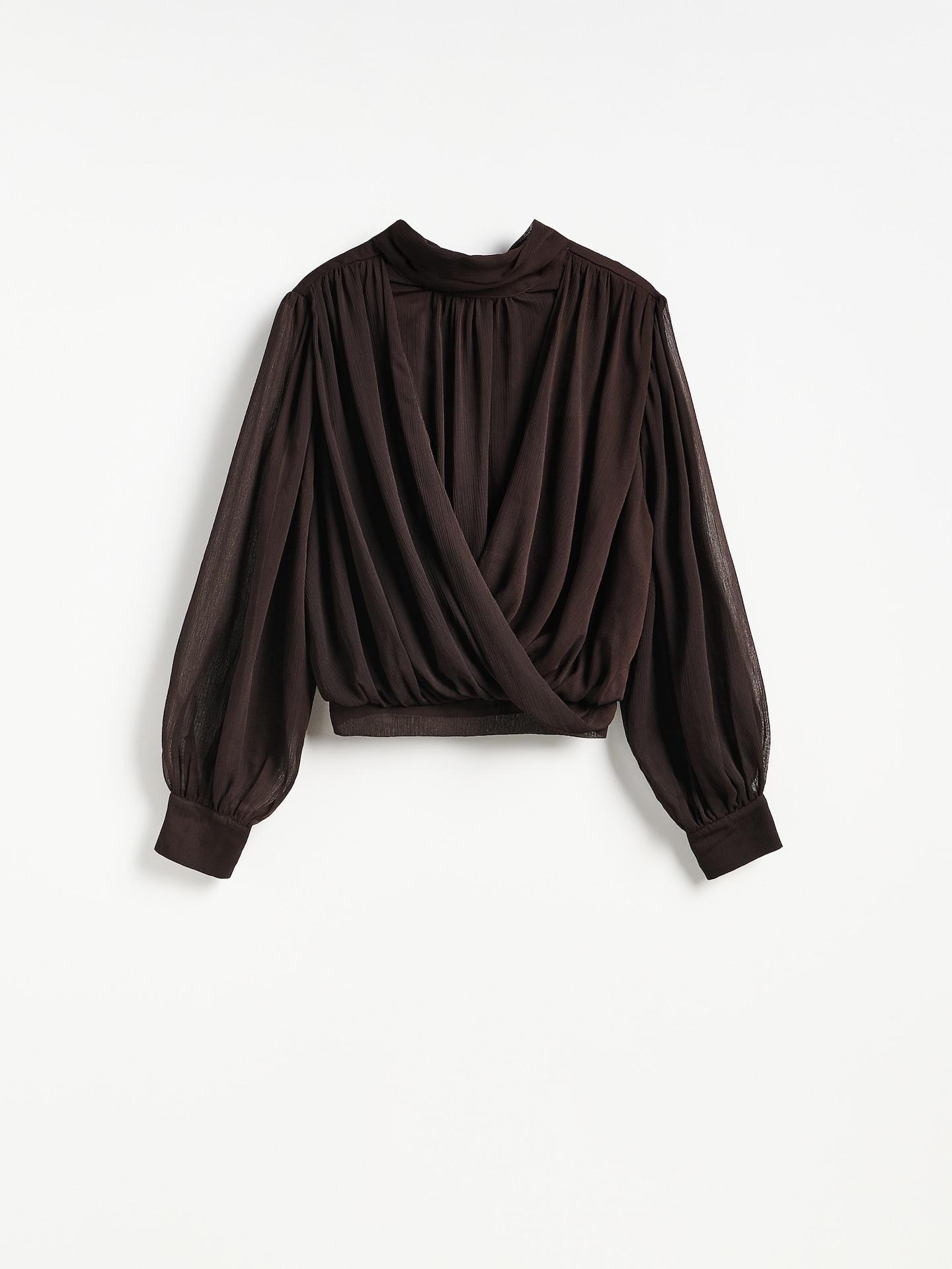 Brown Blouse With Tie At The Back, Brown, large image number 3