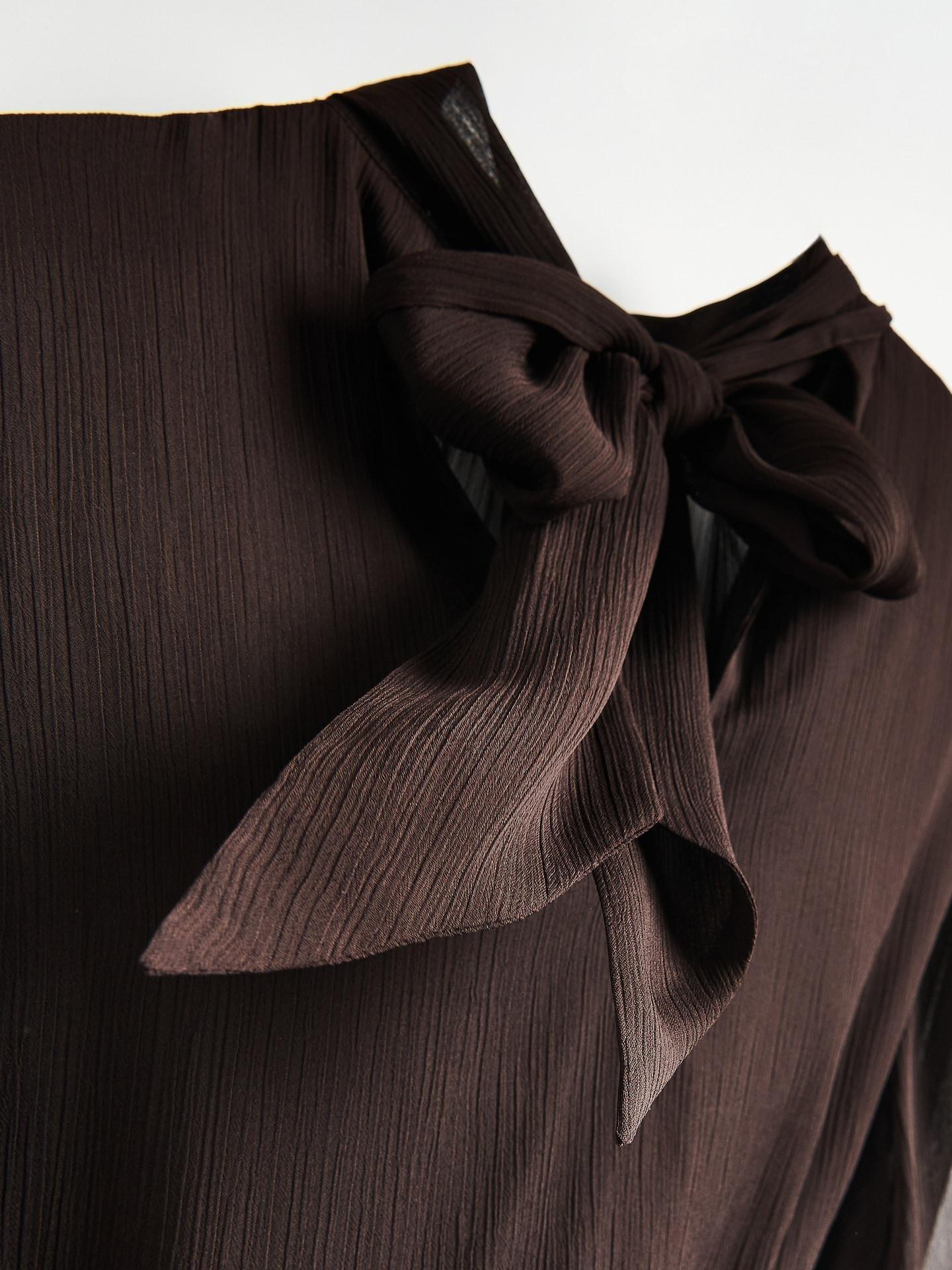 Brown Blouse With Tie At The Back, Brown, large image number 4