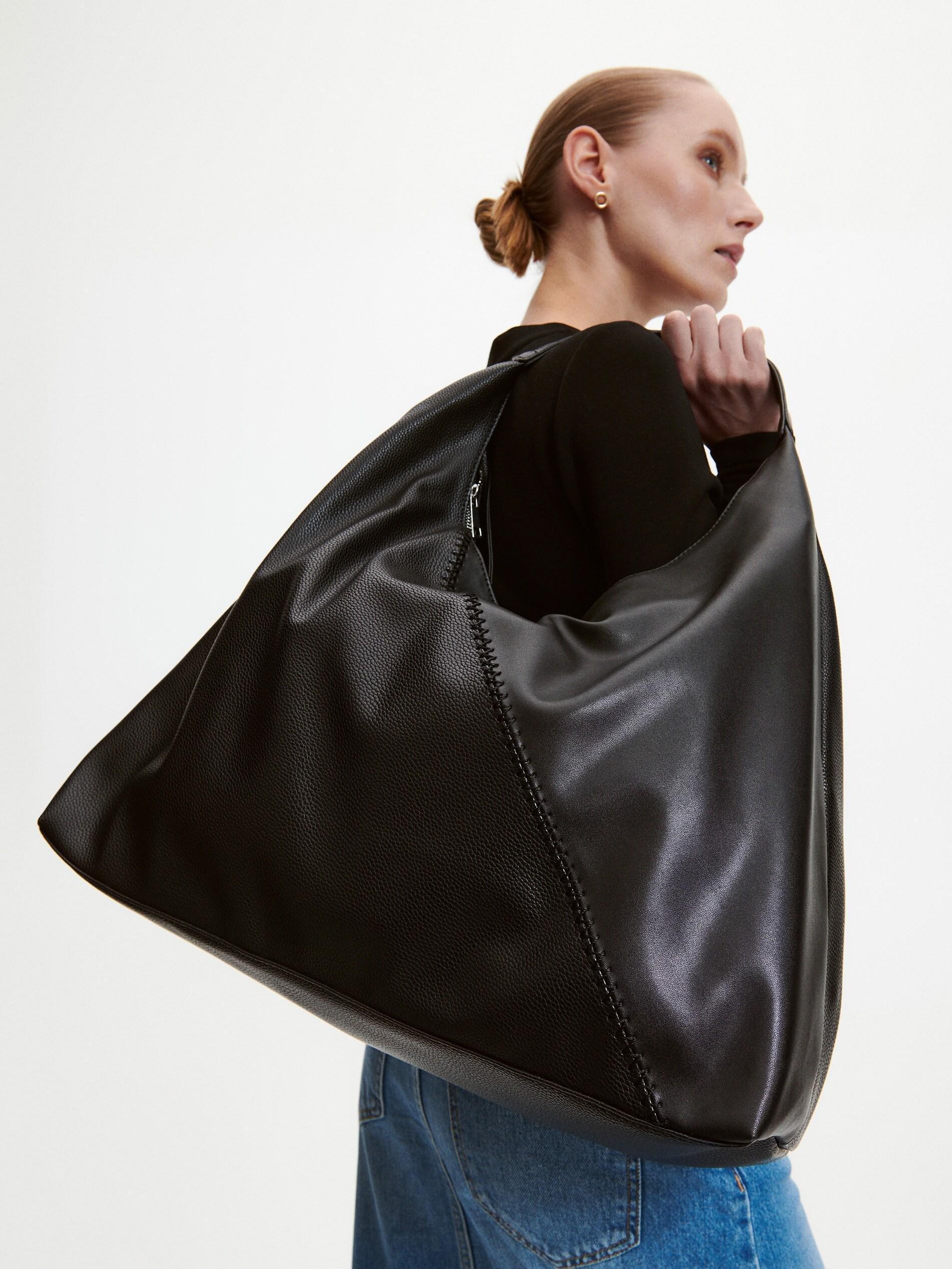Black Big Shoulder Bag, , large image number 0