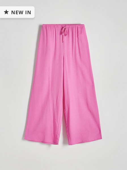 Reserved - pink Wide leg trousers with viscose blend
