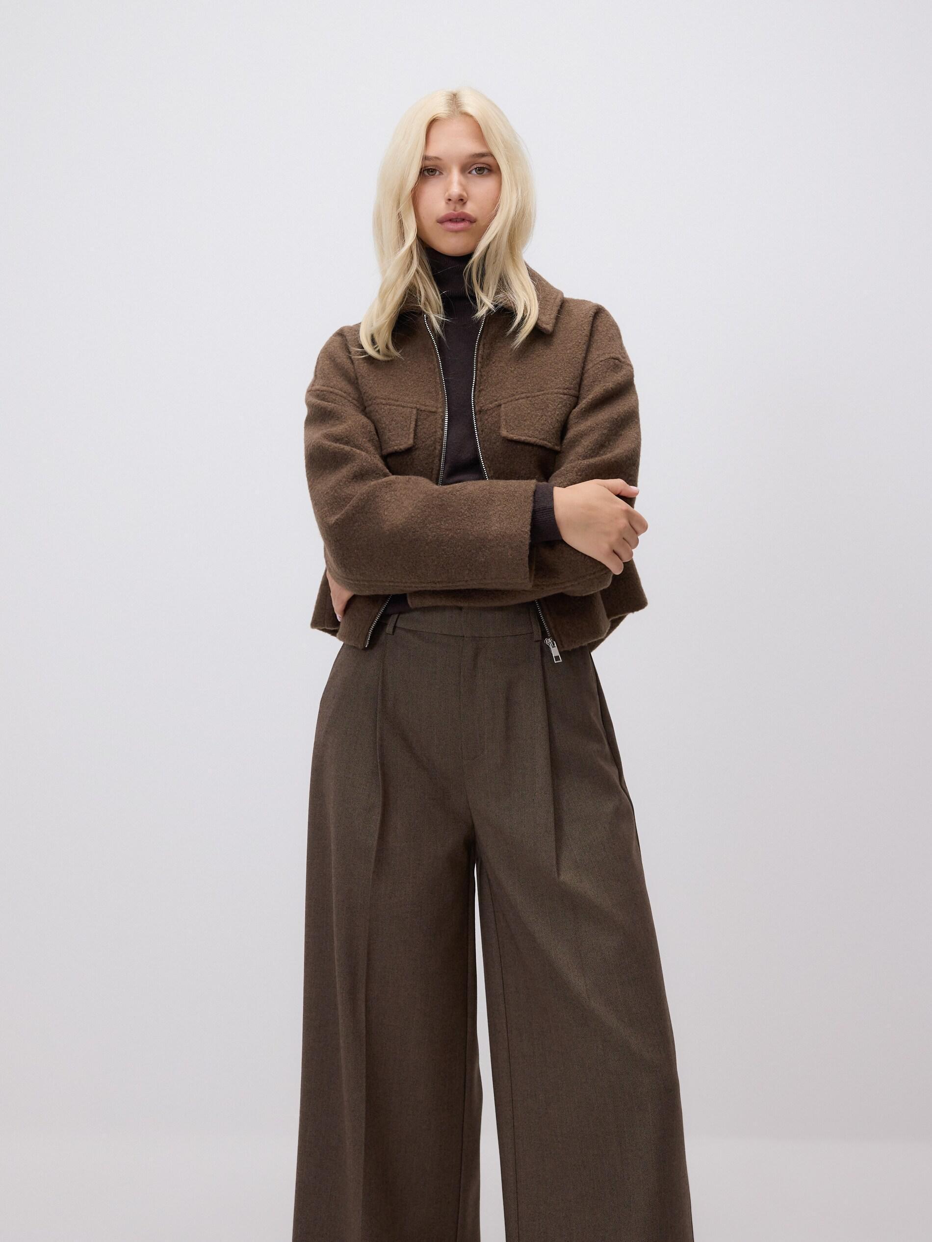 Brown Trousers With Cuffs, Brown, large image number 1