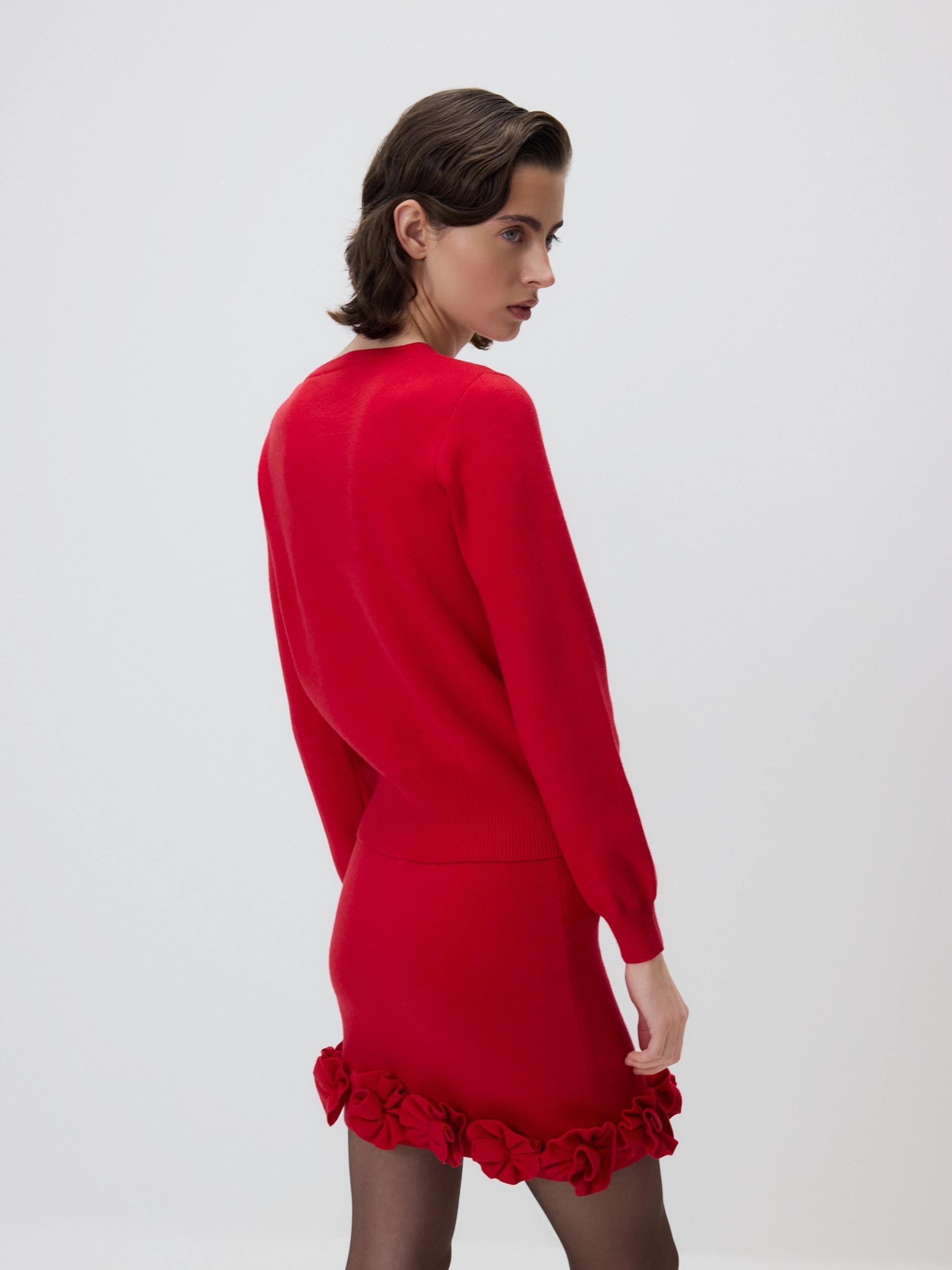 Red Cardigan With Applique, Red, large image number 4