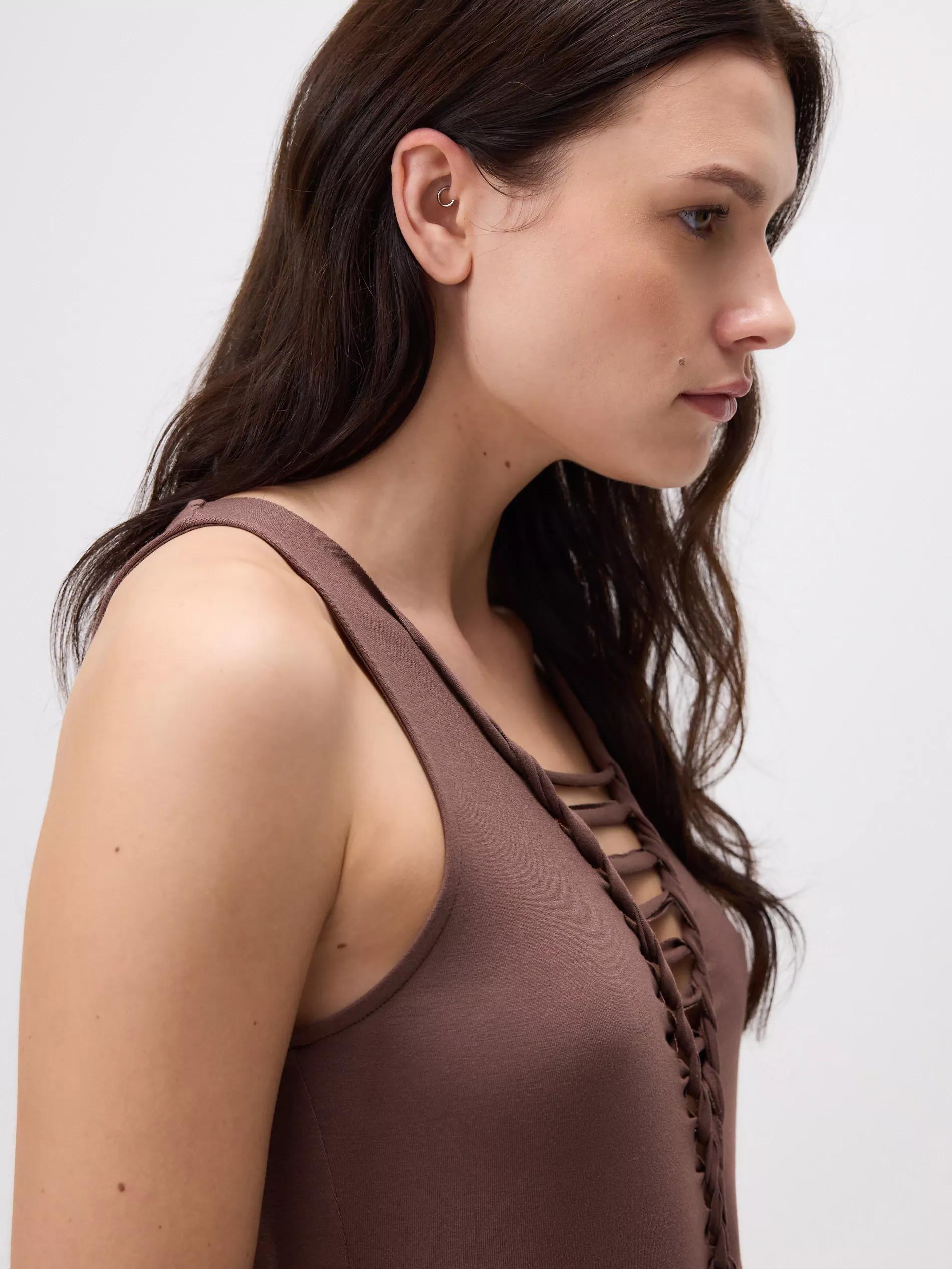 Brown Viscose Rich Top, Brown, large image number 3