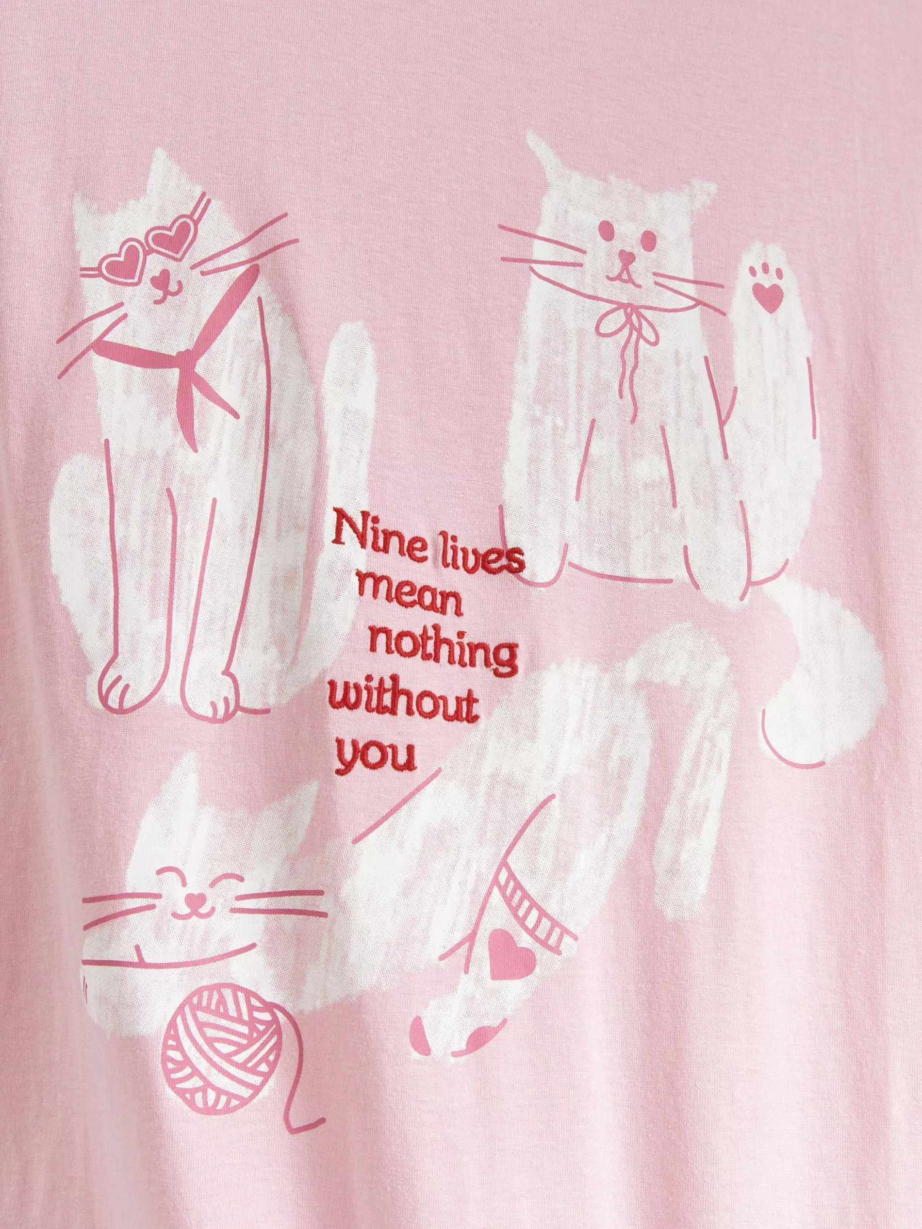 Pink Printed Nightdress, Pink, large image number 1