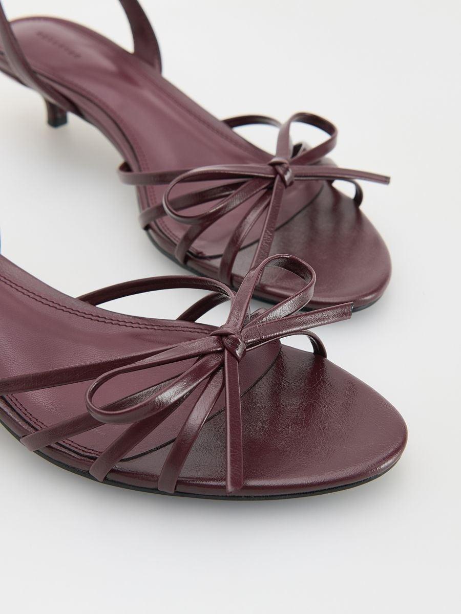 Burgundy Heeled Sandals With Bows, , large image number 1