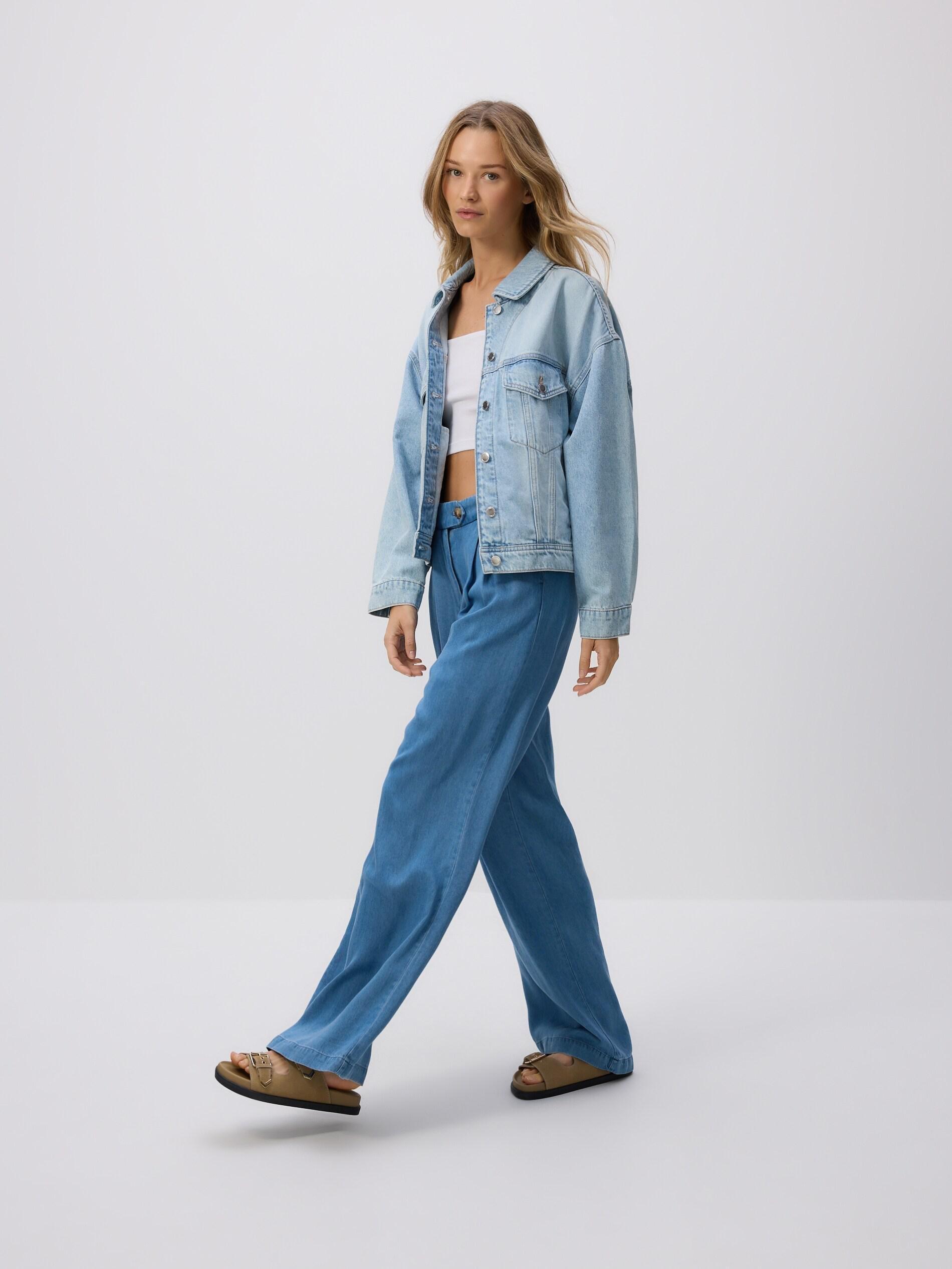 Blue Jeans Wide Leg Lyocell Jeans, Blue, large image number 1