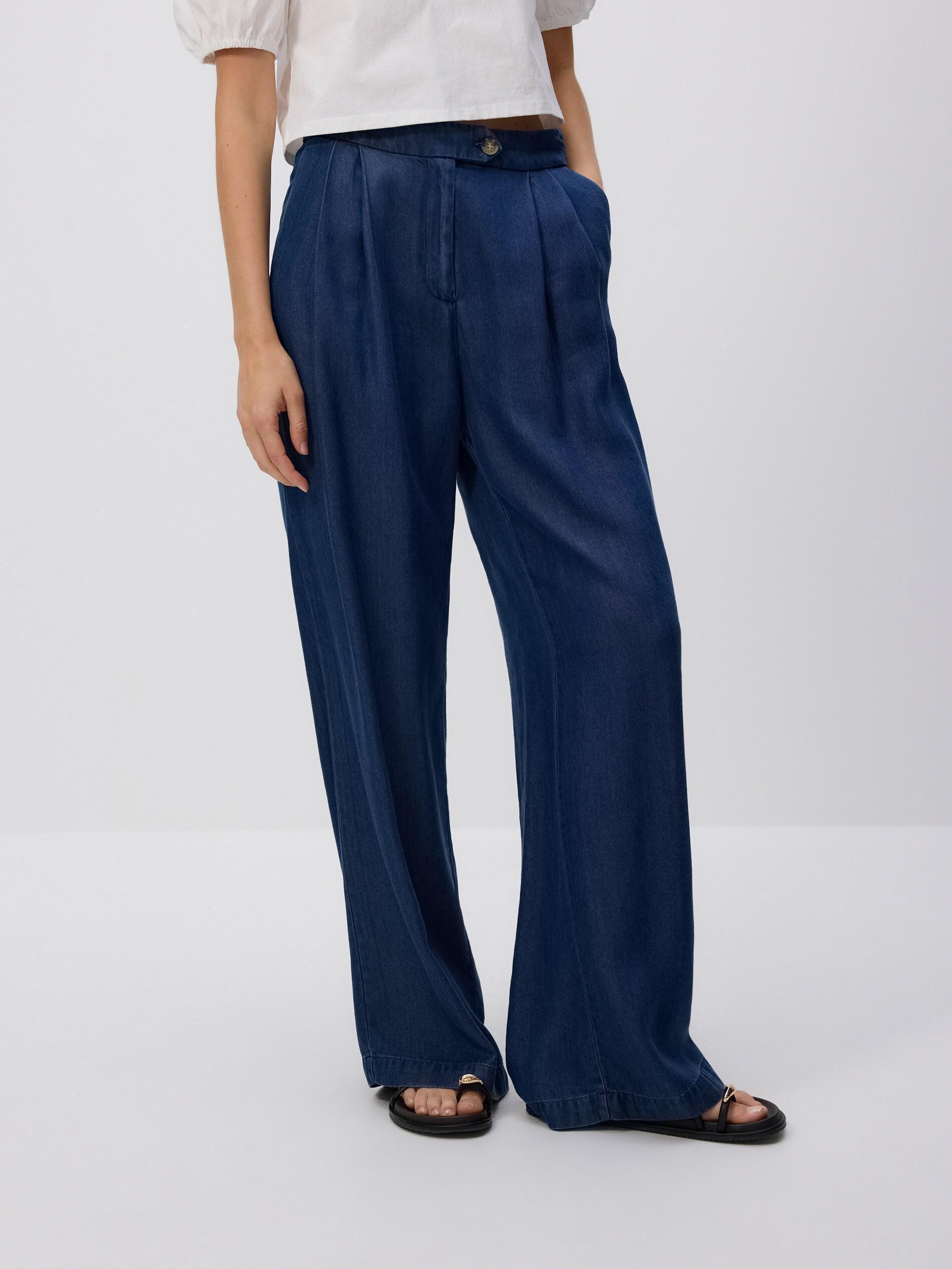 Navy Wide Leg Lyocell Jeans, Navy, large image number 2