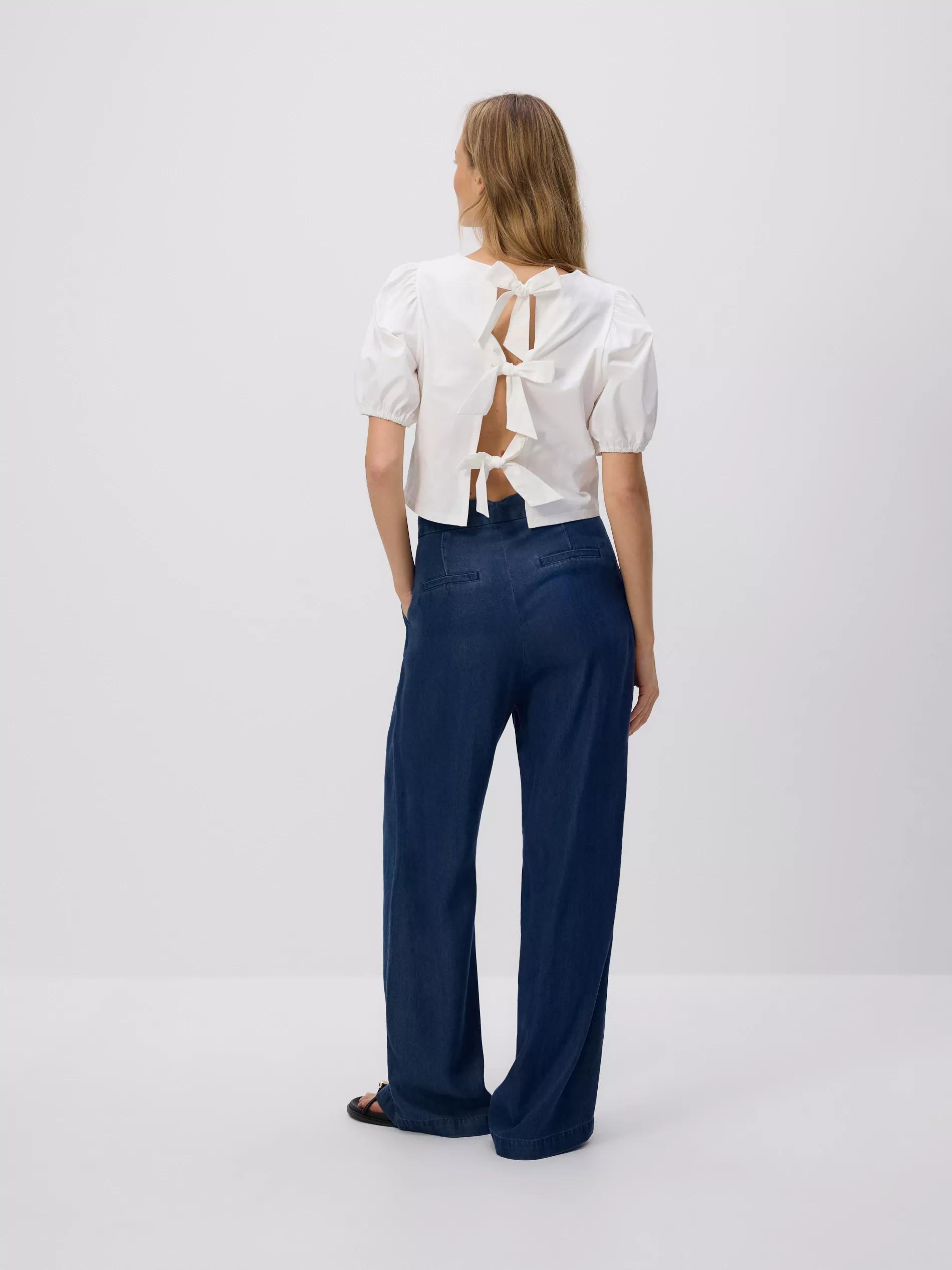 Navy Wide Leg Lyocell Jeans, , large image number 3