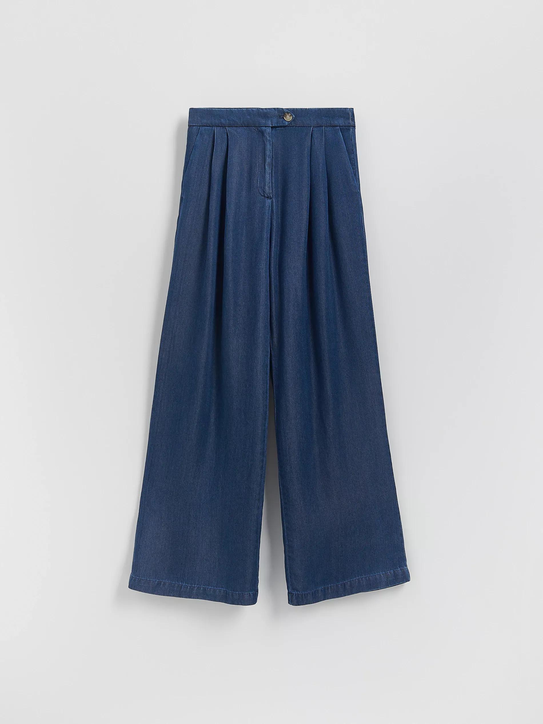 Navy Wide Leg Lyocell Jeans, , large image number 4