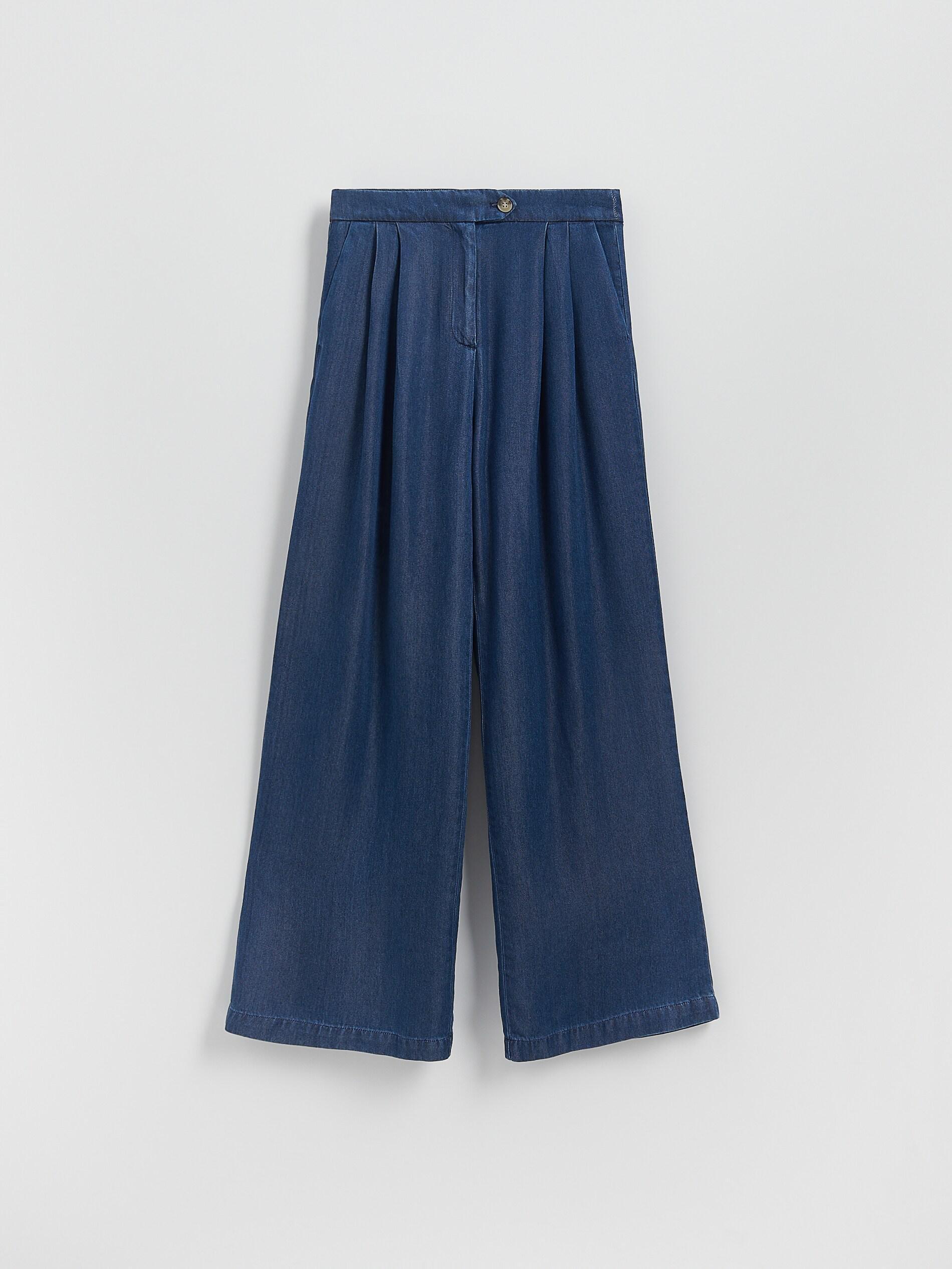 Navy Wide Leg Lyocell Jeans, Navy, large image number 4