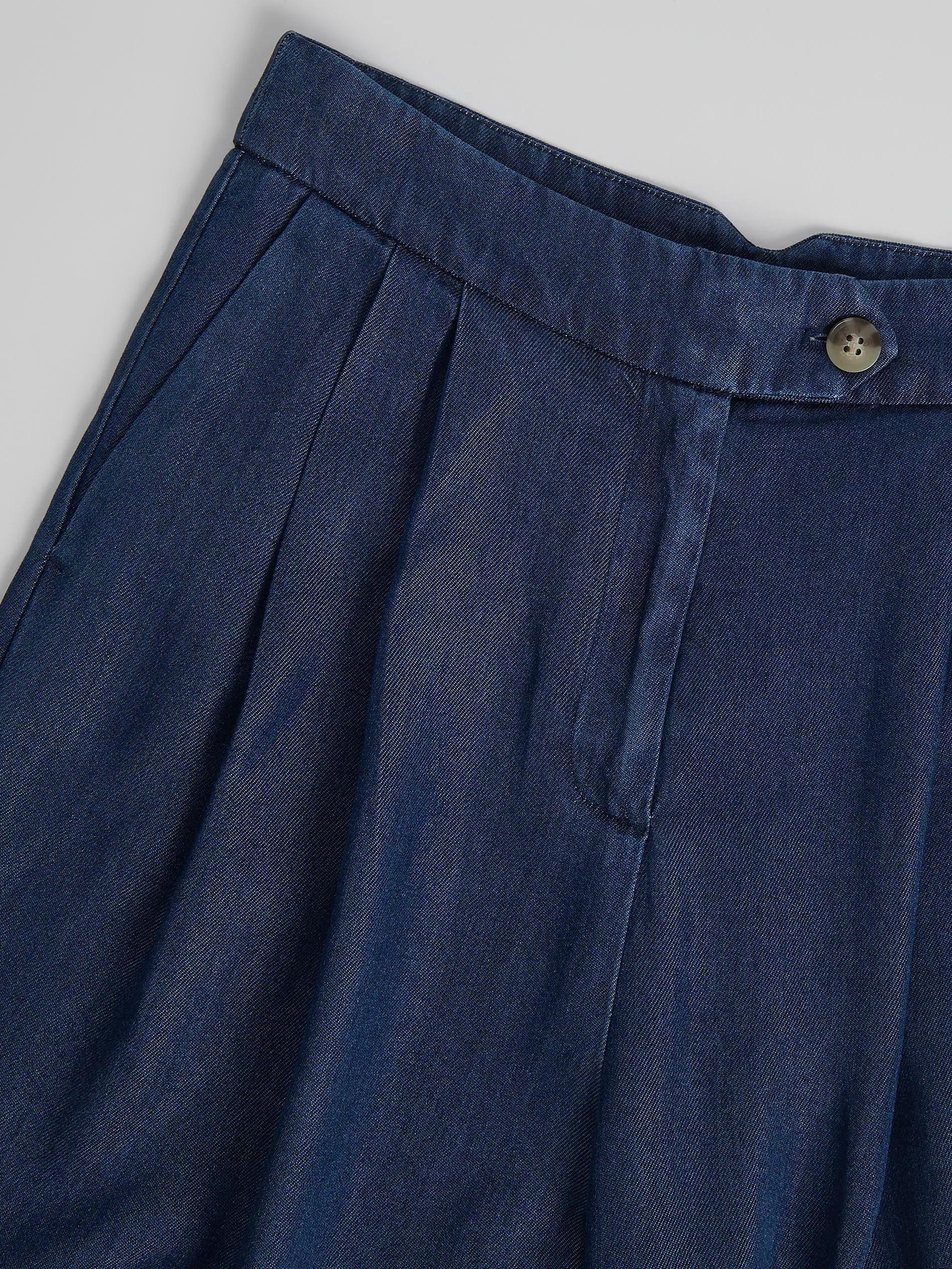 Navy Wide Leg Lyocell Jeans, , large image number 5