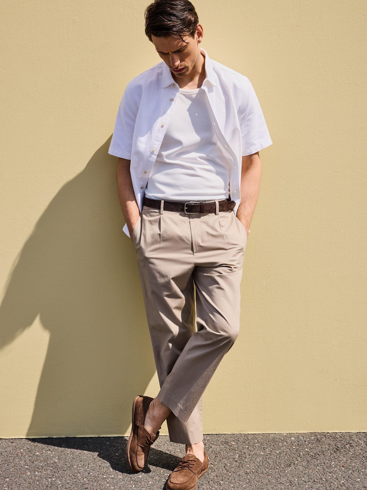 Brown Jogger Trousers With Linen Blend, Brown, medium