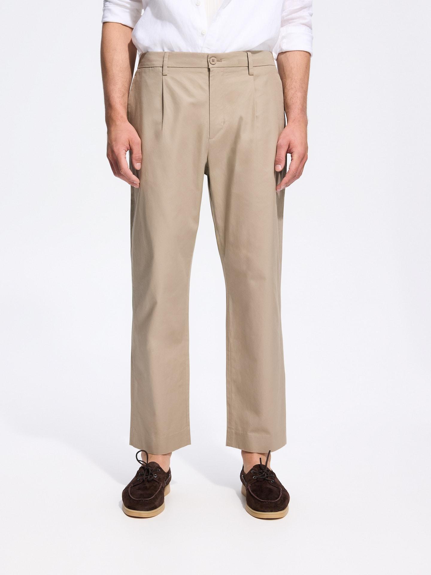 Brown Jogger Trousers With Linen Blend, Brown, medium