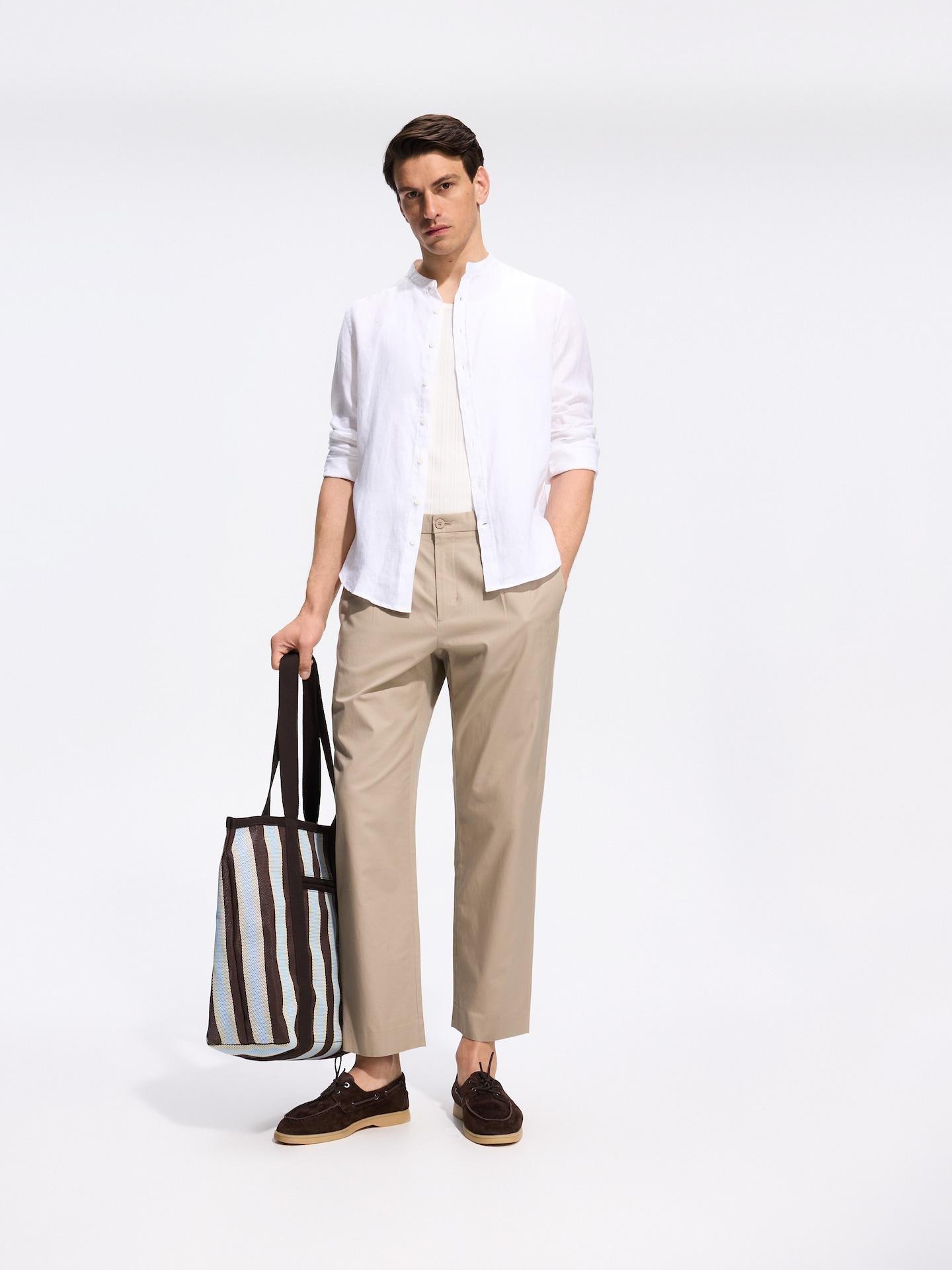 Brown Jogger Trousers With Linen Blend, Brown, large image number 3