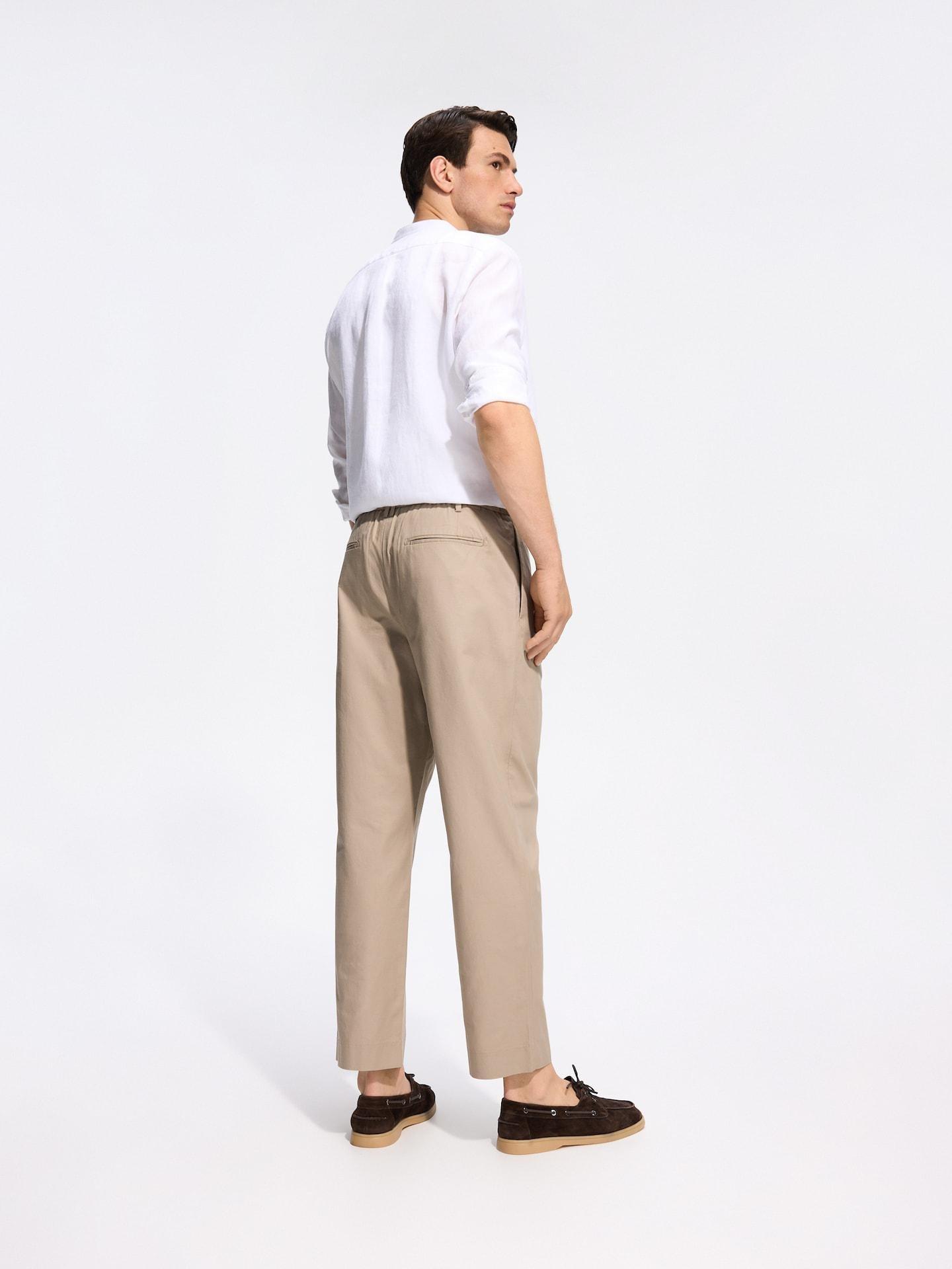 Brown Jogger Trousers With Linen Blend, Brown, large image number 5