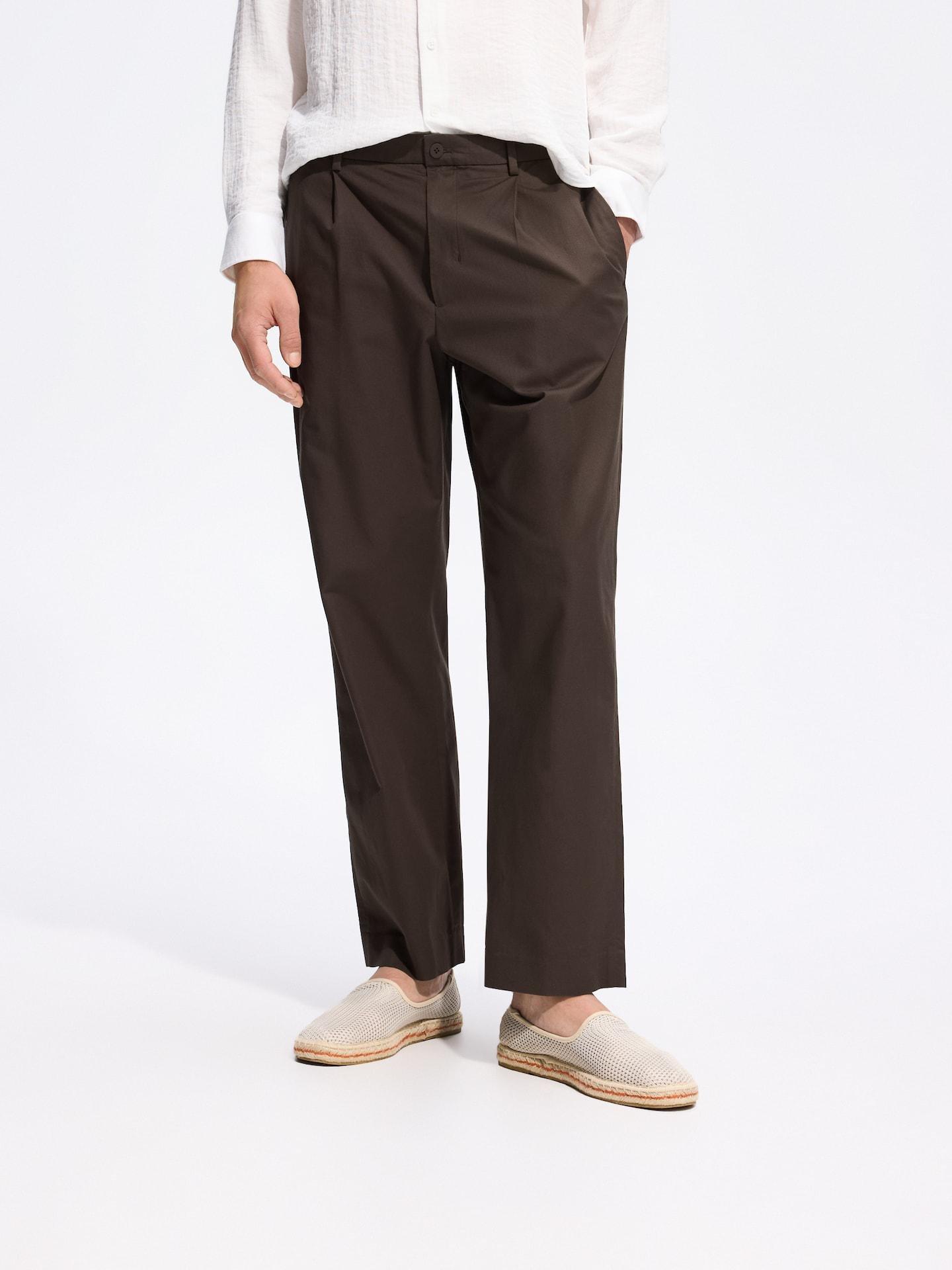 Brown Jogger Trousers With Linen Blend, Brown, medium
