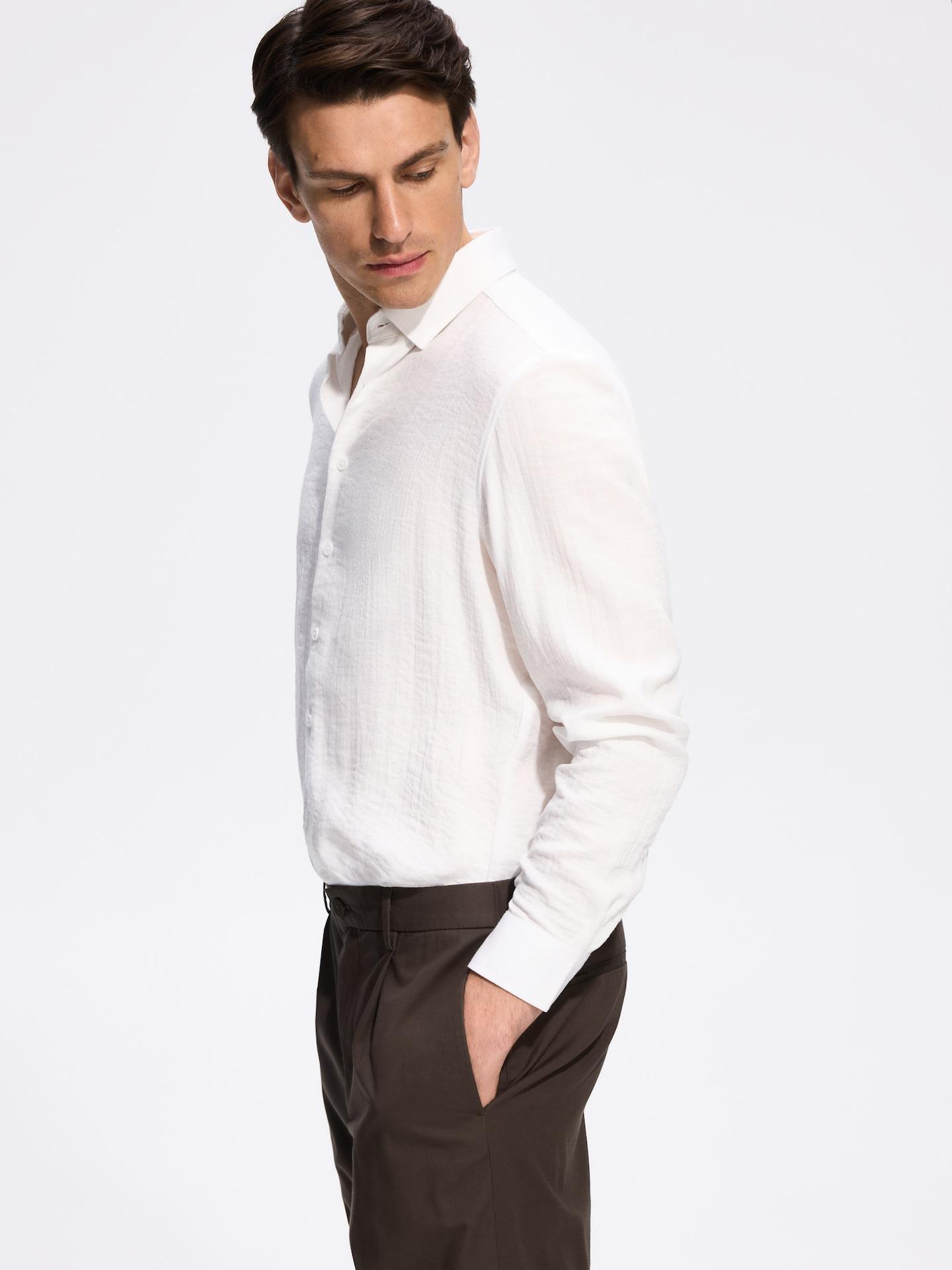 Brown Jogger Trousers With Linen Blend, Brown, medium