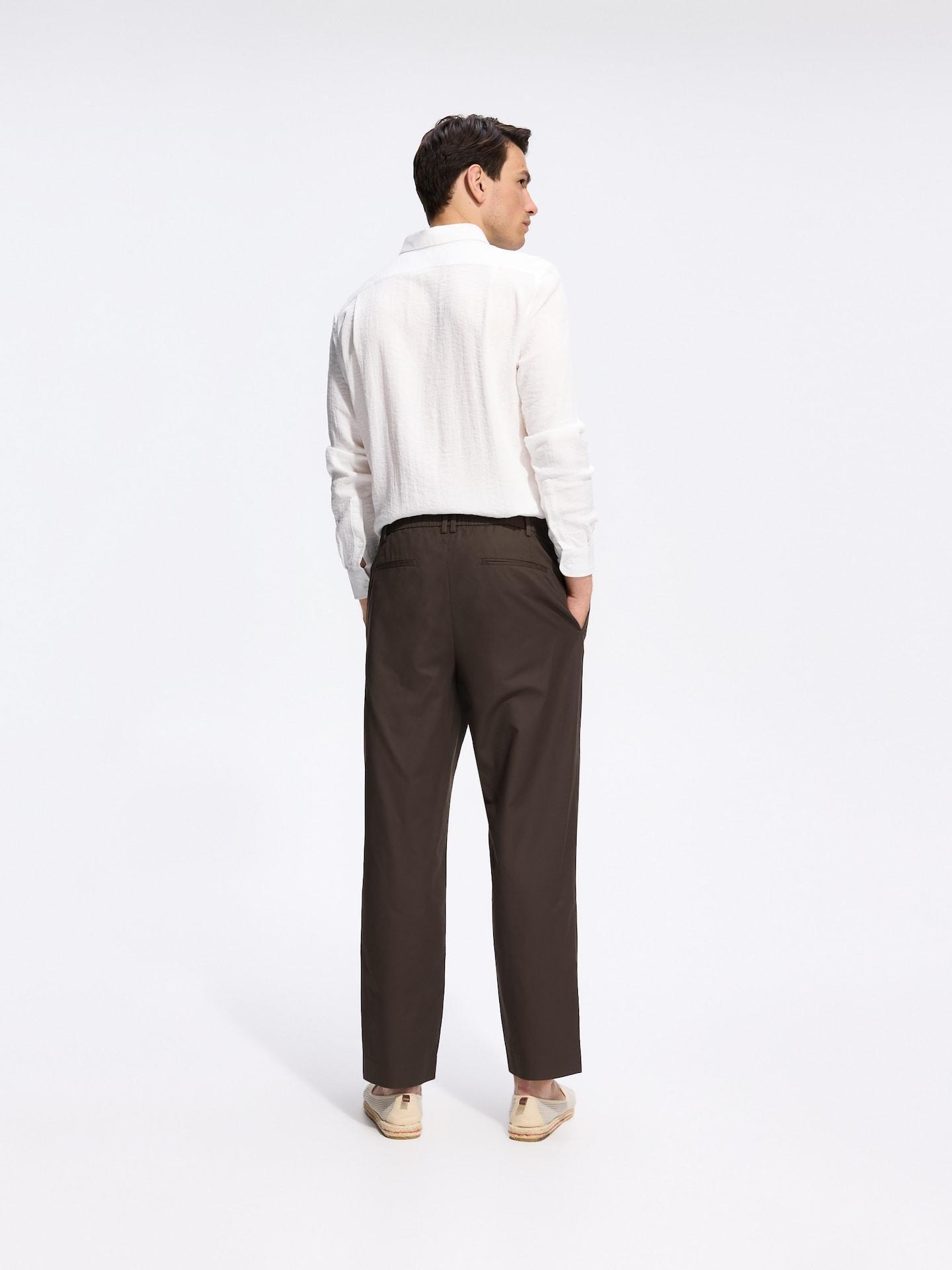 Brown Jogger Trousers With Linen Blend, Brown, large image number 3