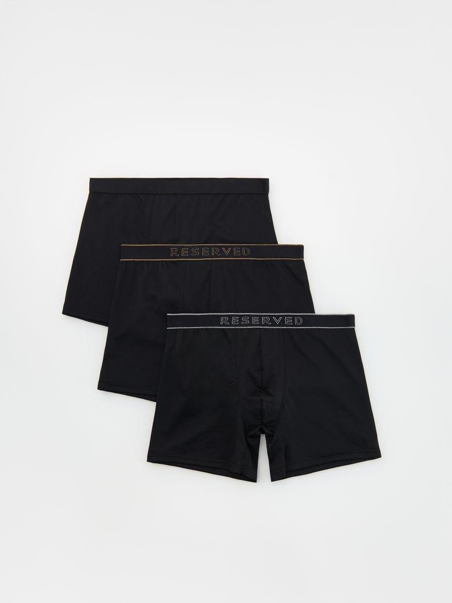 Black Long-Fit Boxer Shorts, 3-Pack, , medium
