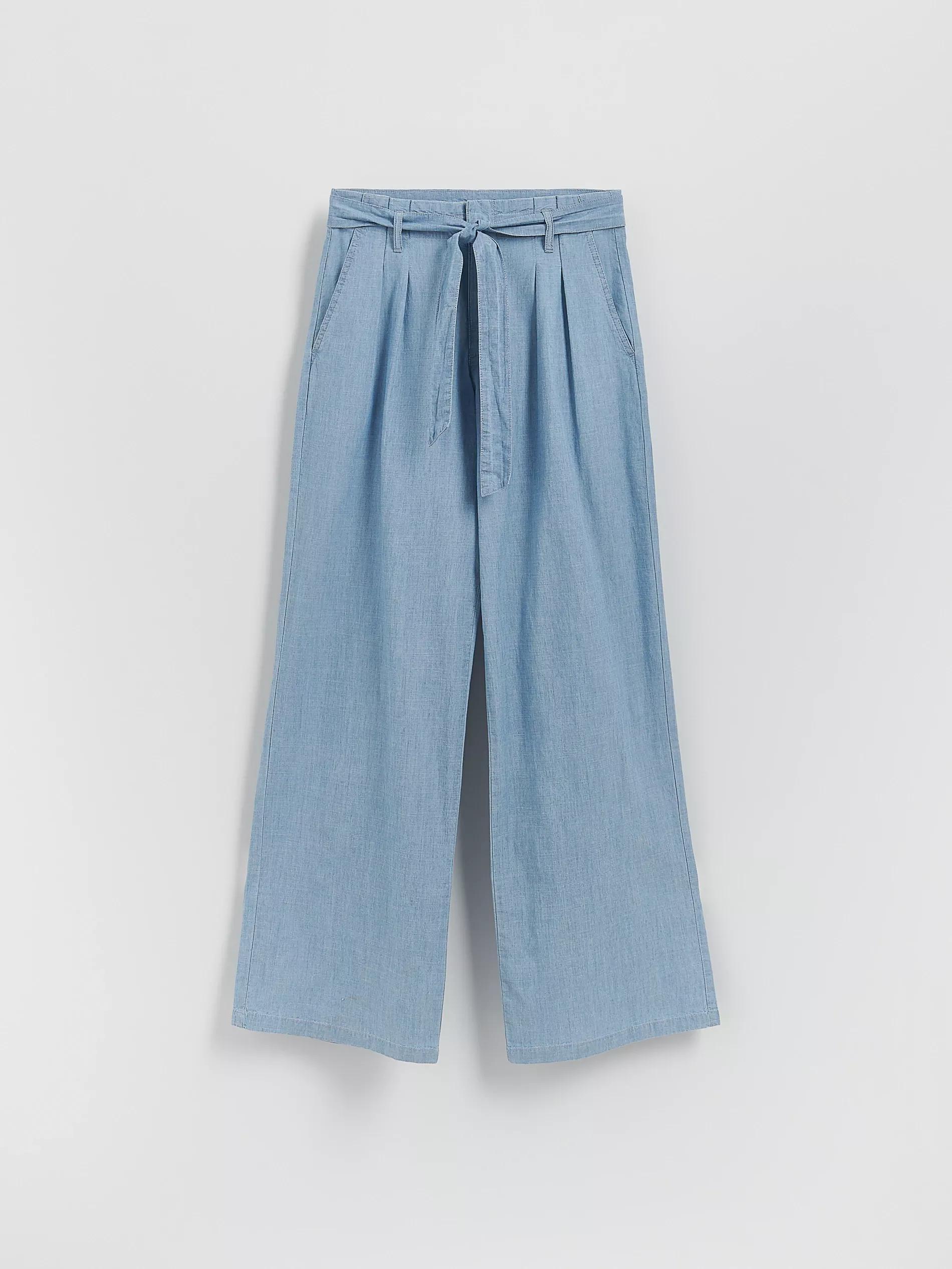 Blue Wide-Leg Jeans With Tie-Up, , large image number 0