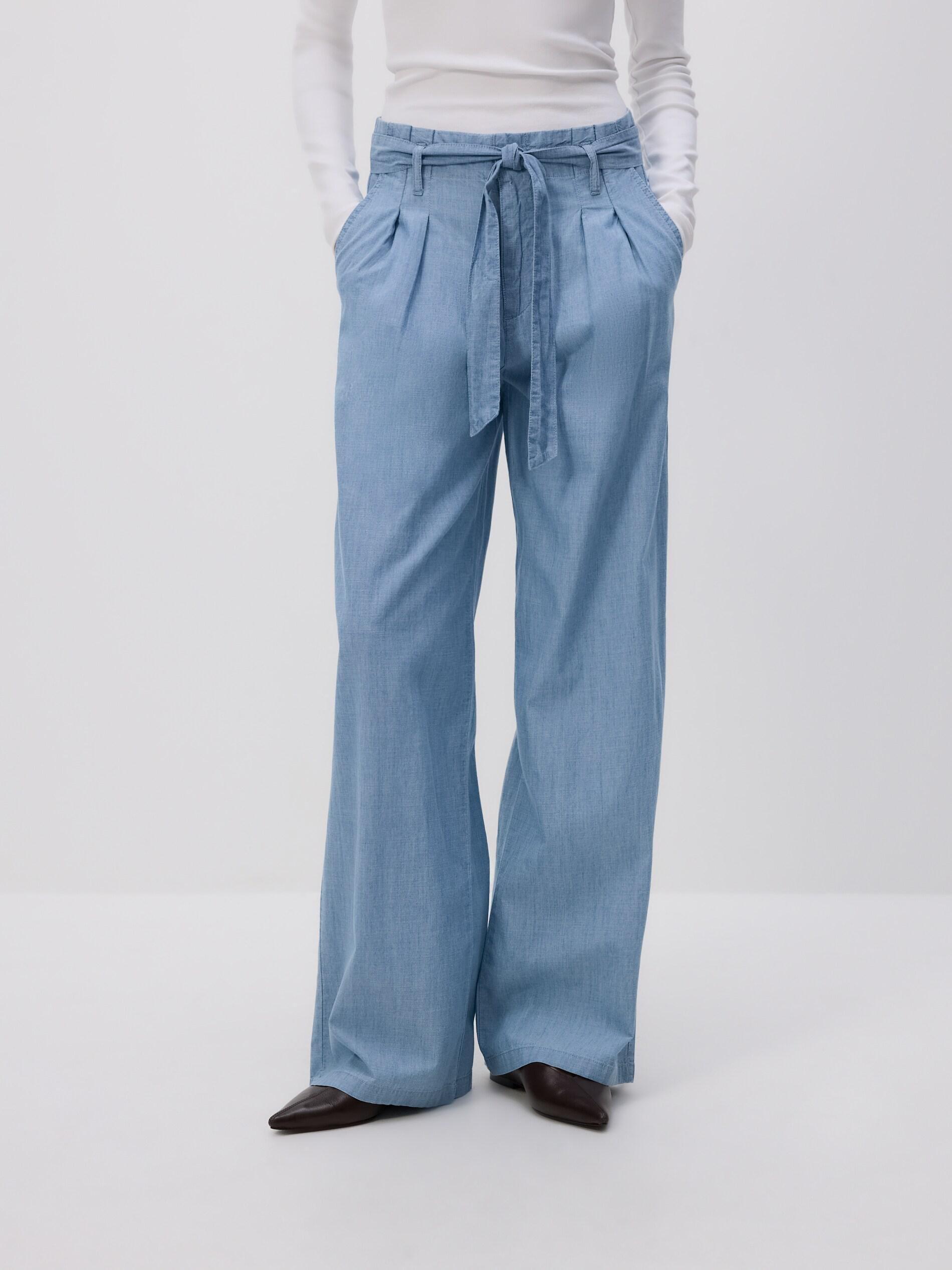 BLUE Wide-leg jeans with tie-up, Blue, medium