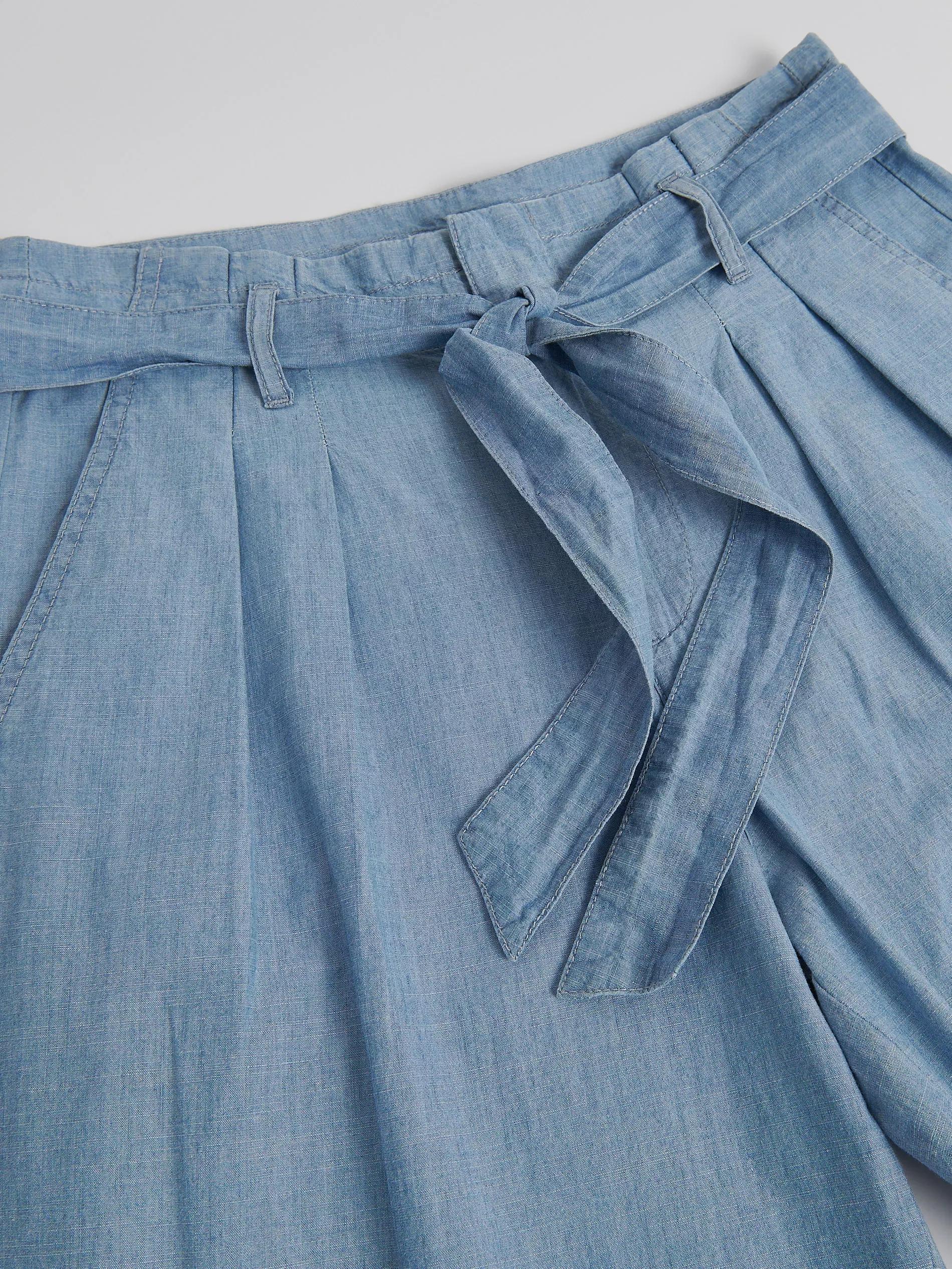 Blue Wide-Leg Jeans With Tie-Up, , large image number 1