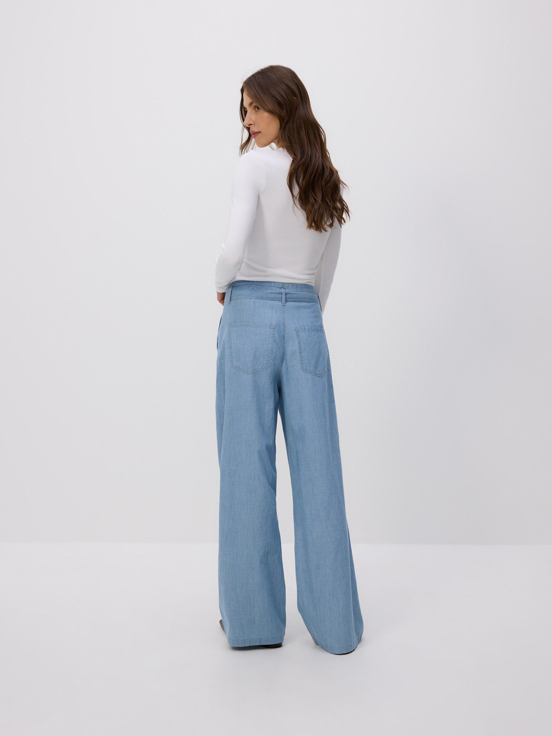 BLUE Wide-leg jeans with tie-up, Blue, large image number 3
