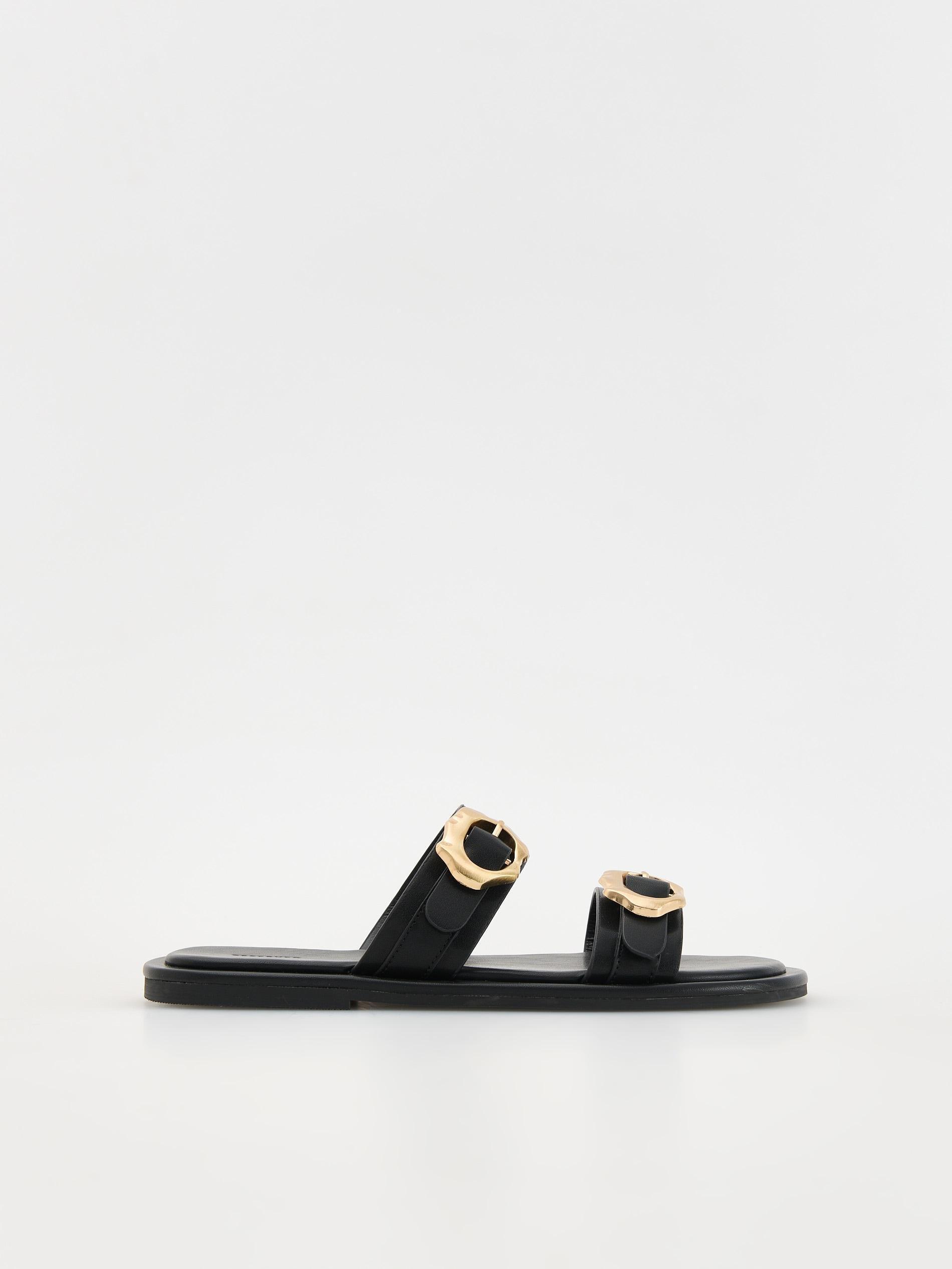 Black Mules With Straps, , large image number 1