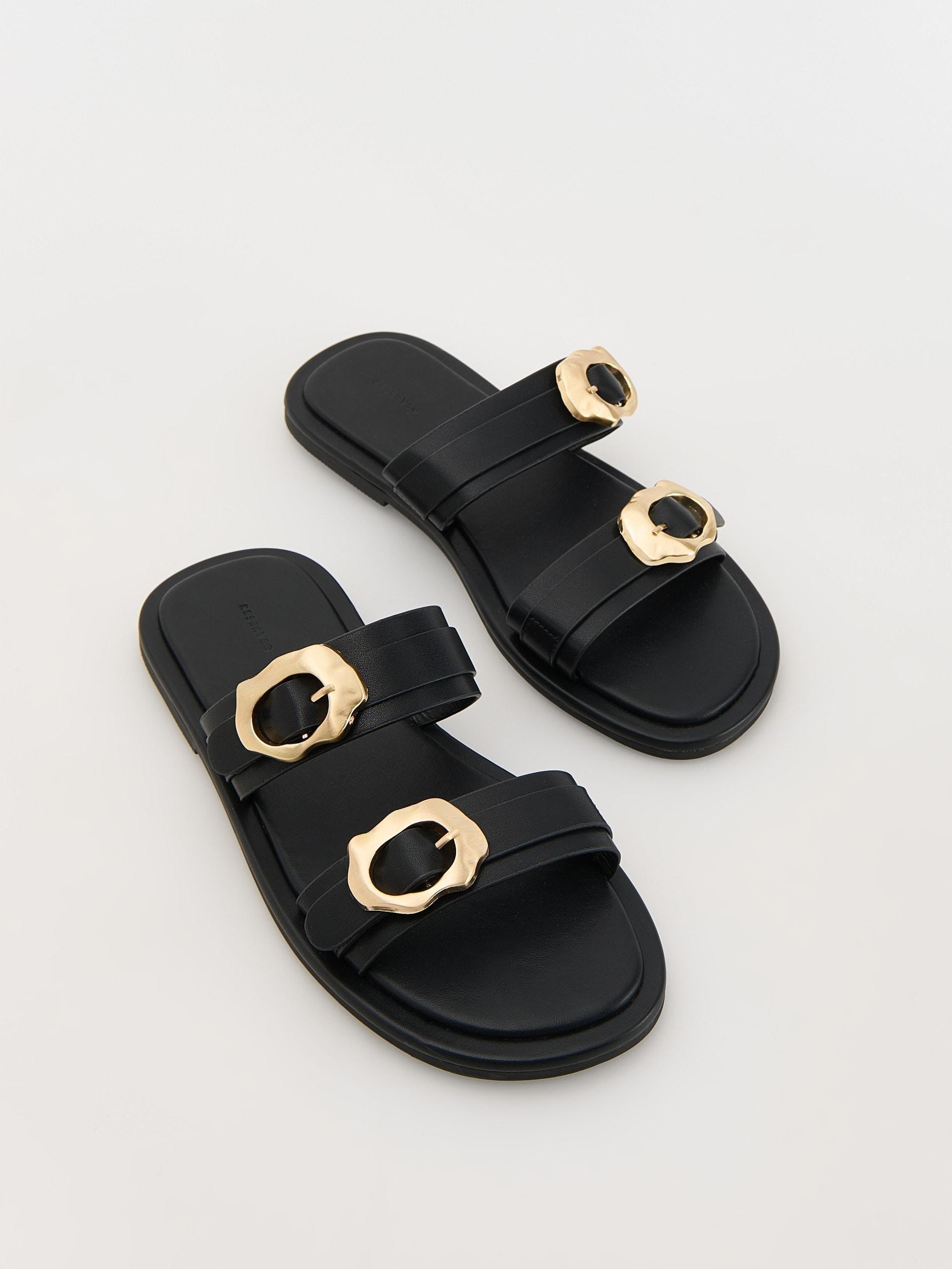 Black Mules With Straps, , large image number 2