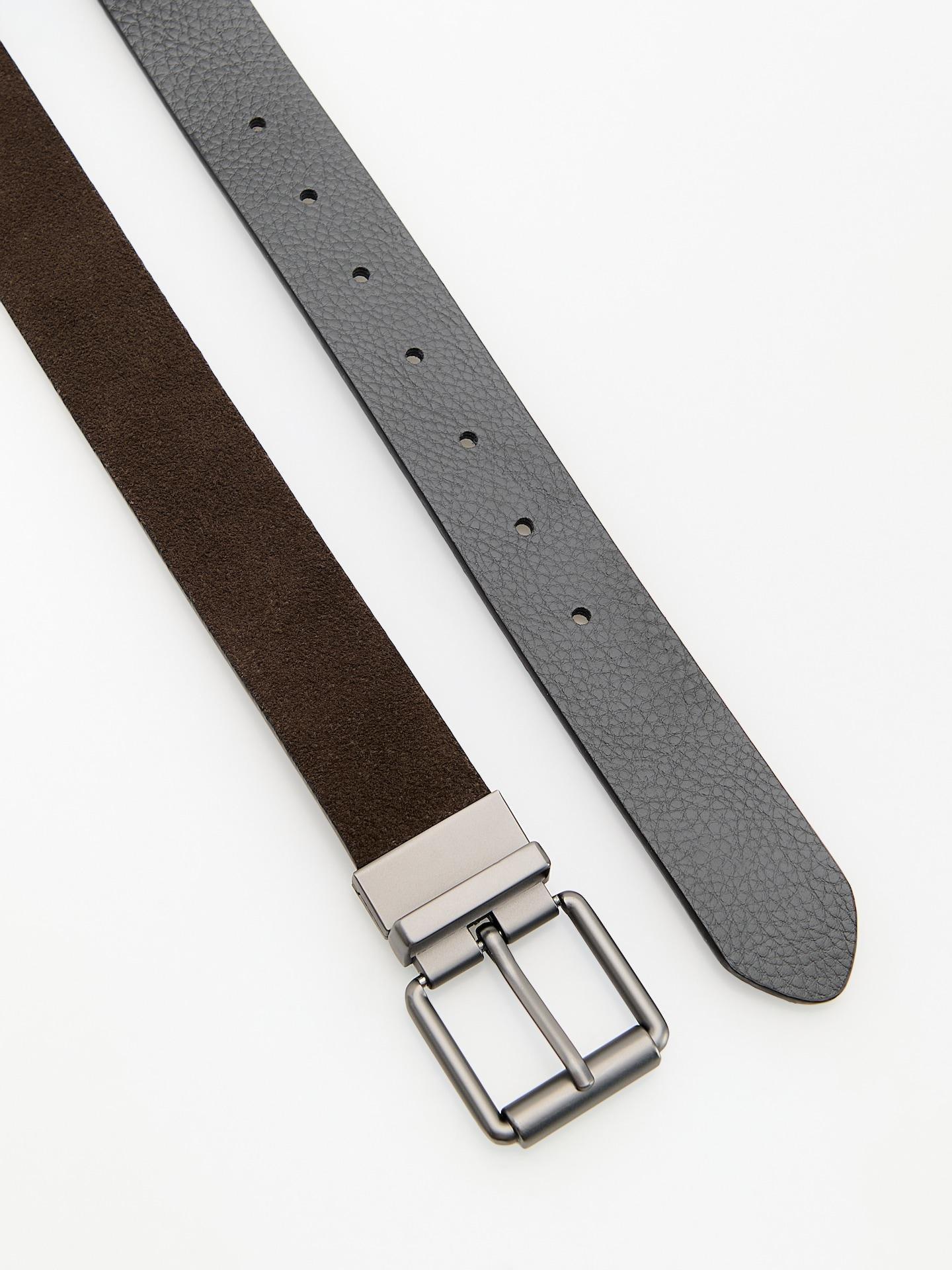Brown Combined Materials Belt, Brown, large image number 1