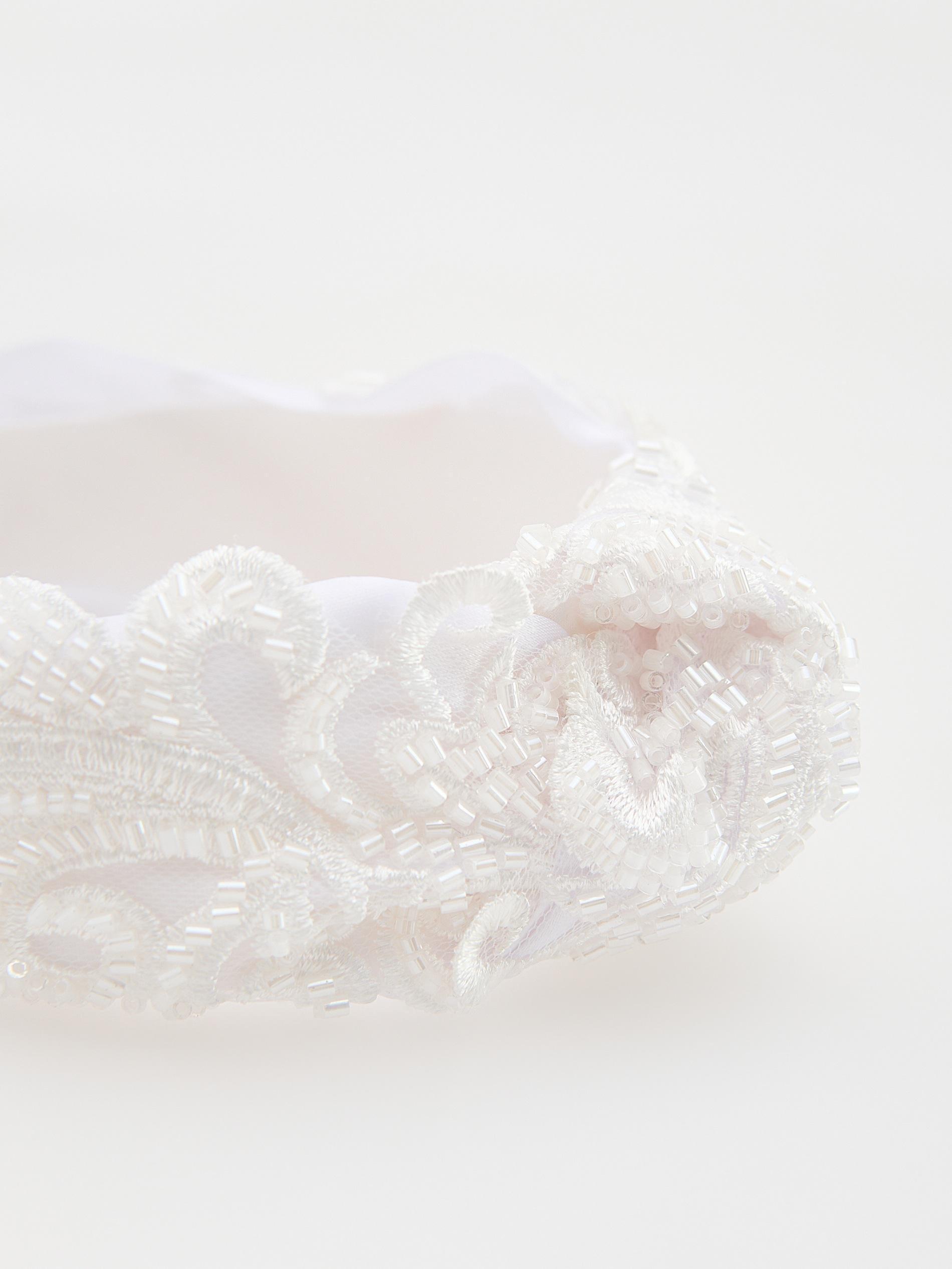White Beaded Headband, Kids Girls, White, large image number 1
