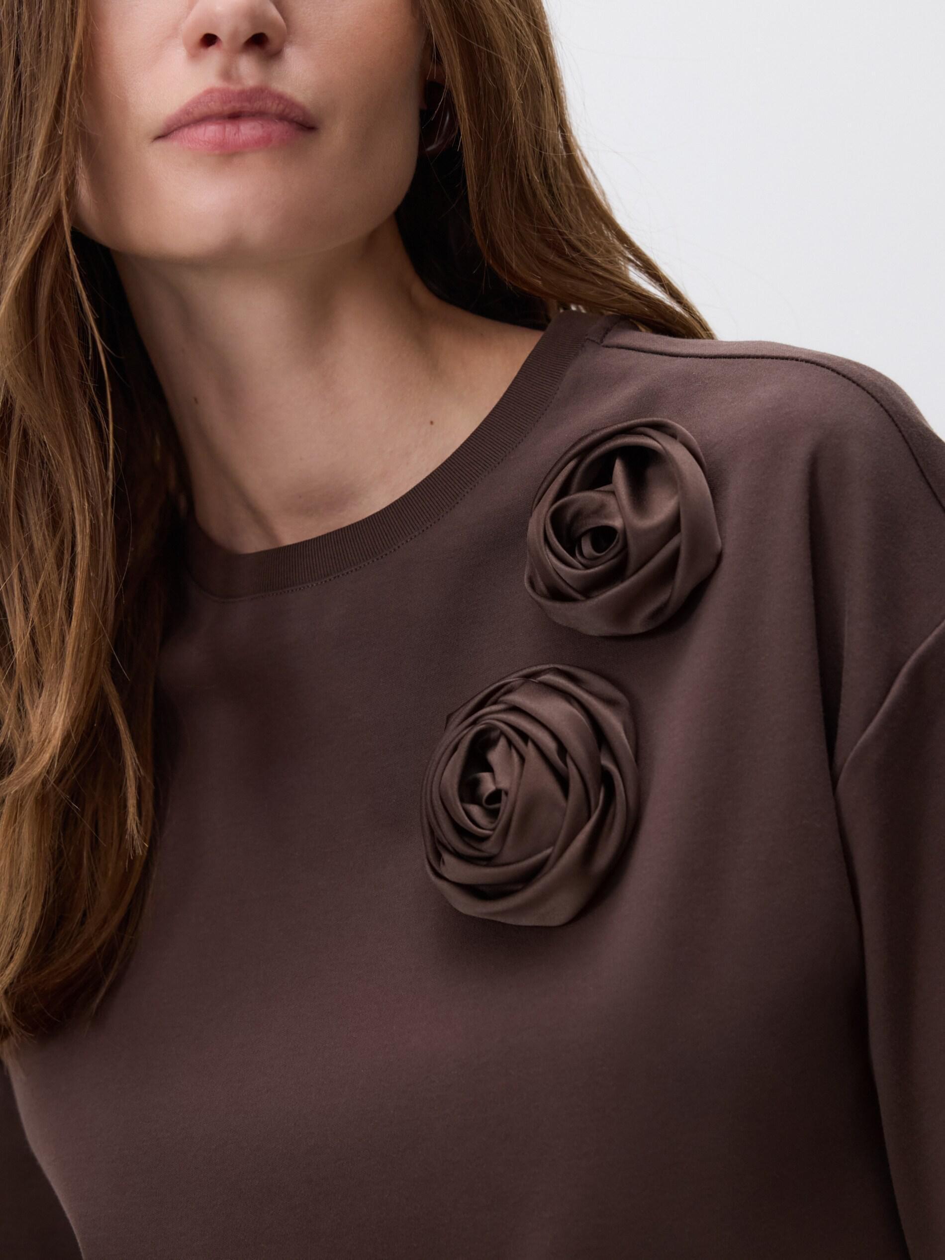 DARK BROWN Mercerised organic cotton T-shirt, Brown, medium