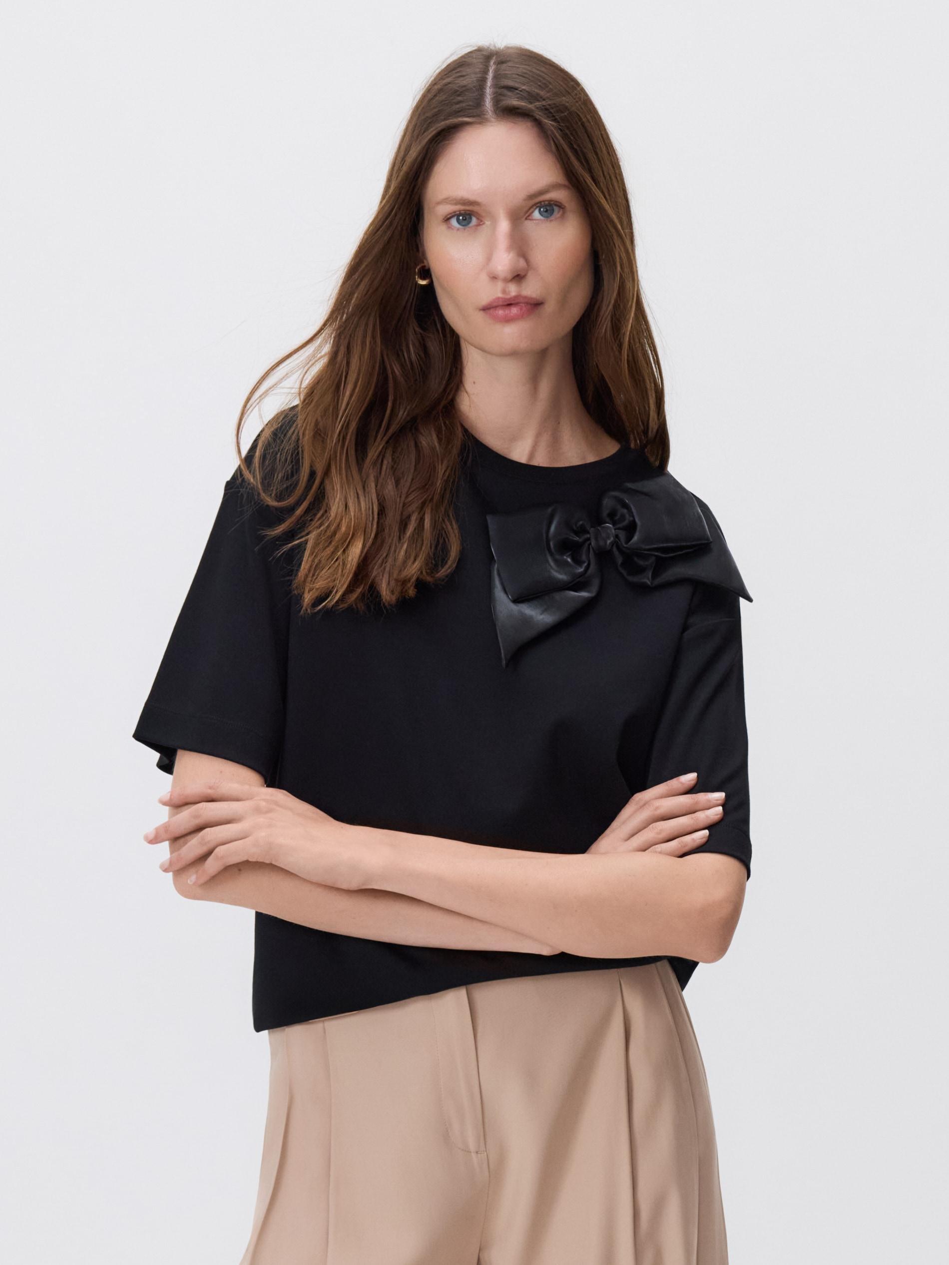 BLACK Mercerised organic cotton T-shirt, Black, medium