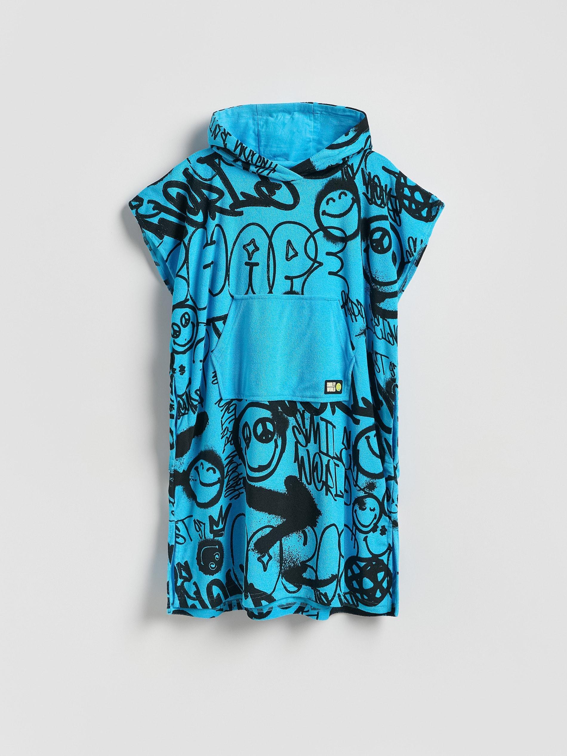 Blue Smileyworld Beach Towel, Turquoise, large image number 0