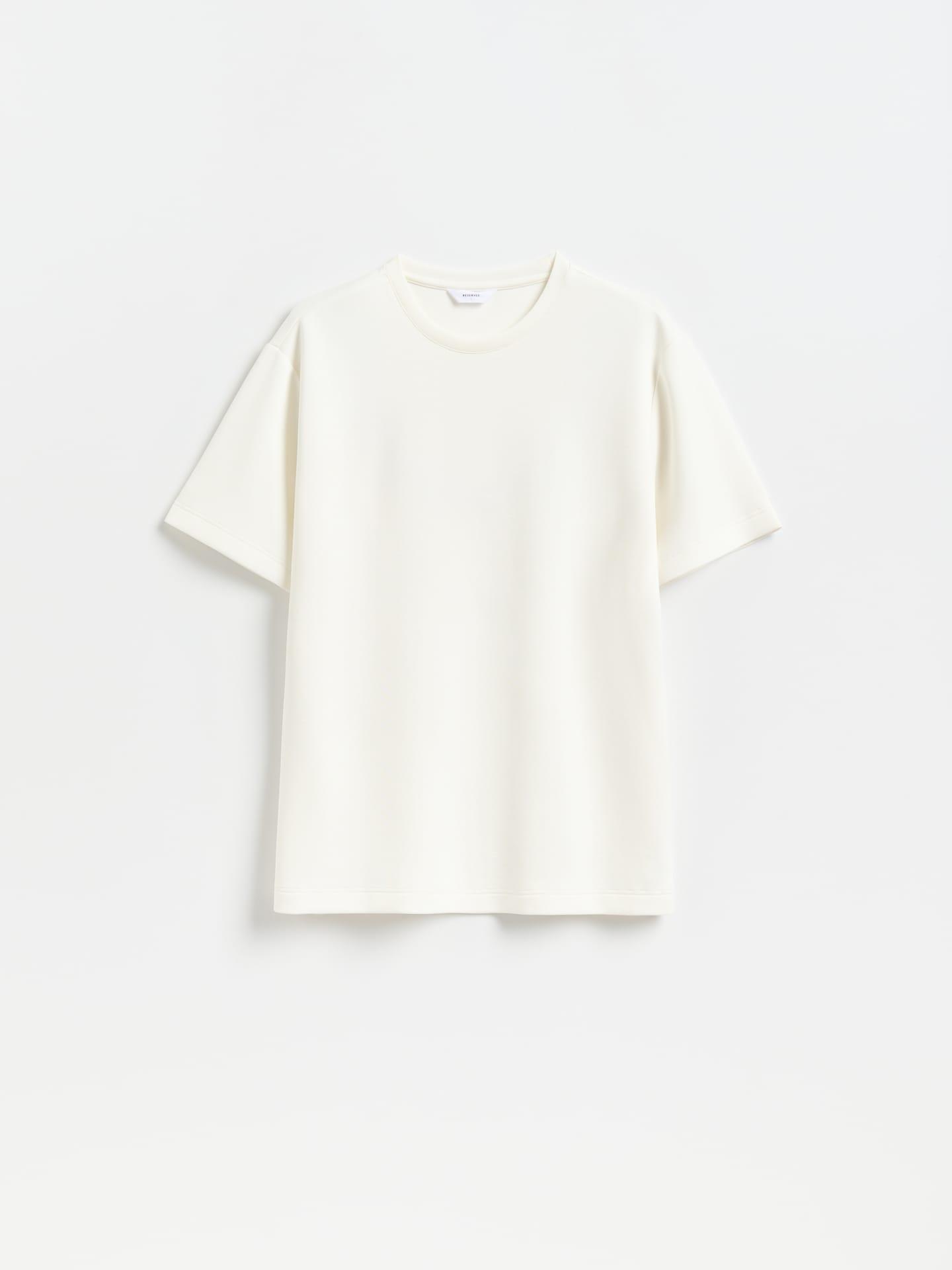 Cream Regular Fit Modal Blend T-Shirt, Ivory, large image number 3