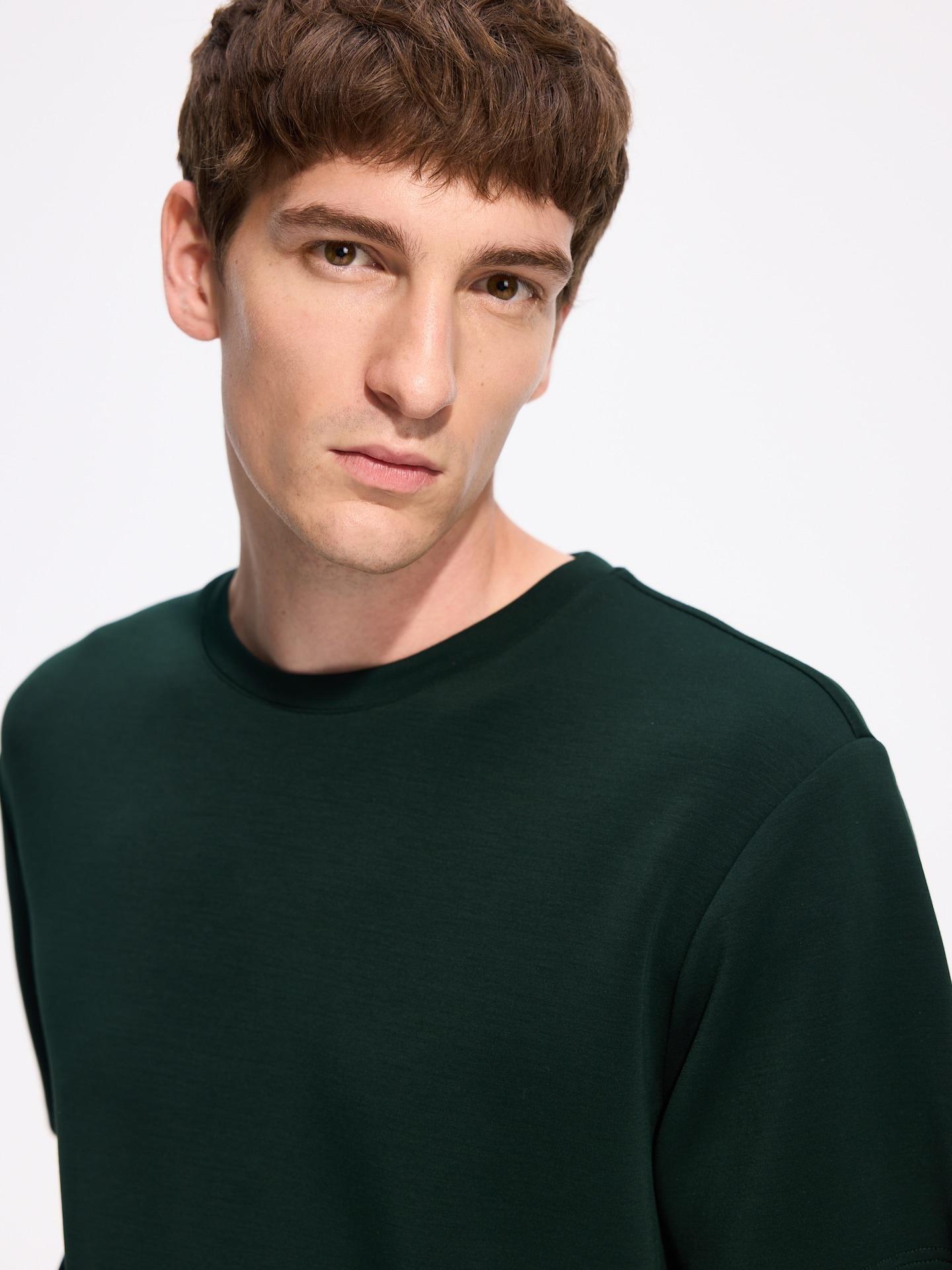 Brownish Green Regular Fit Modal Blend T-Shirt, Khaki, medium