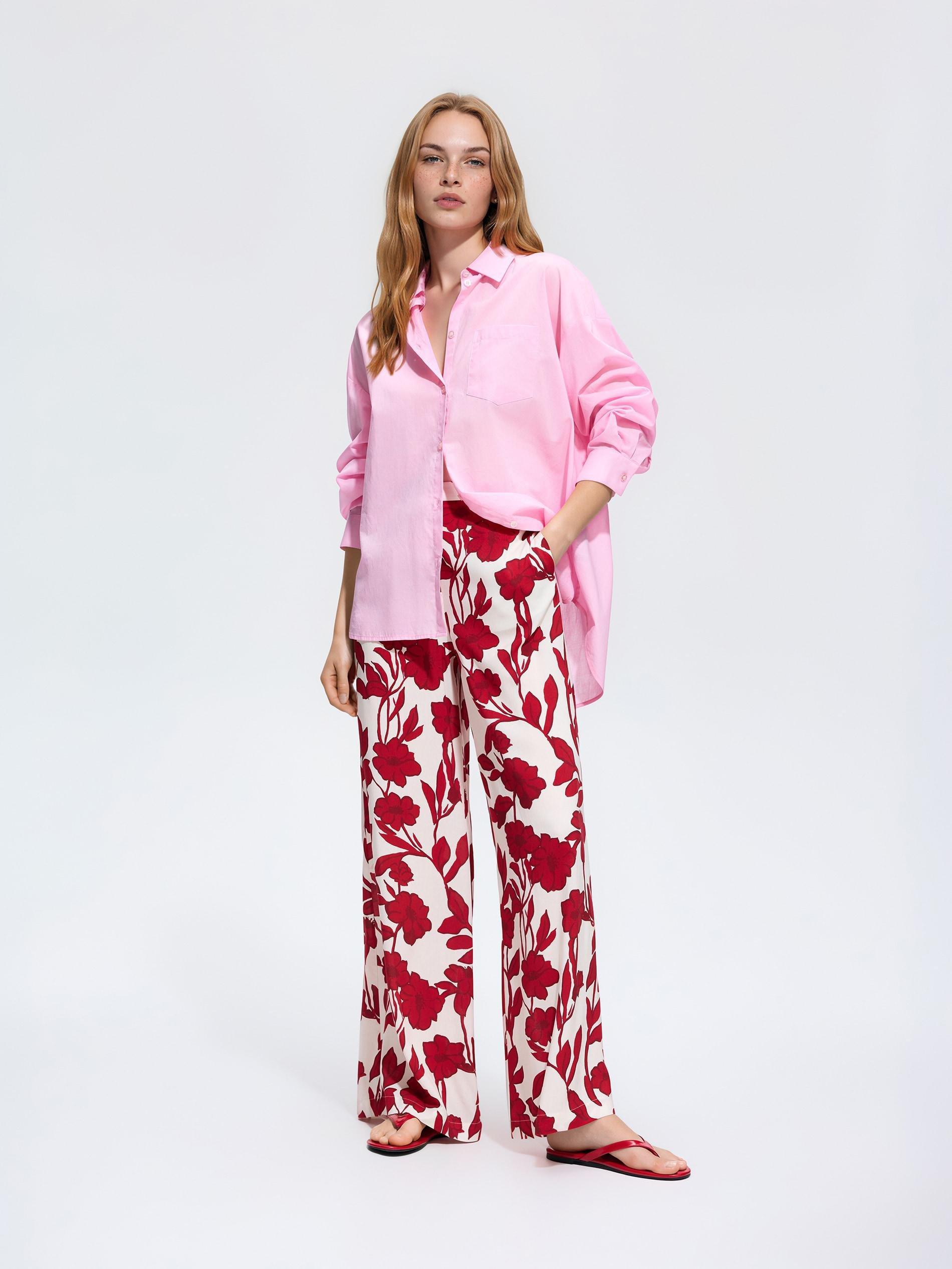 Multicolour Patterned Viscose Trousers, Multicolor, large image number 0