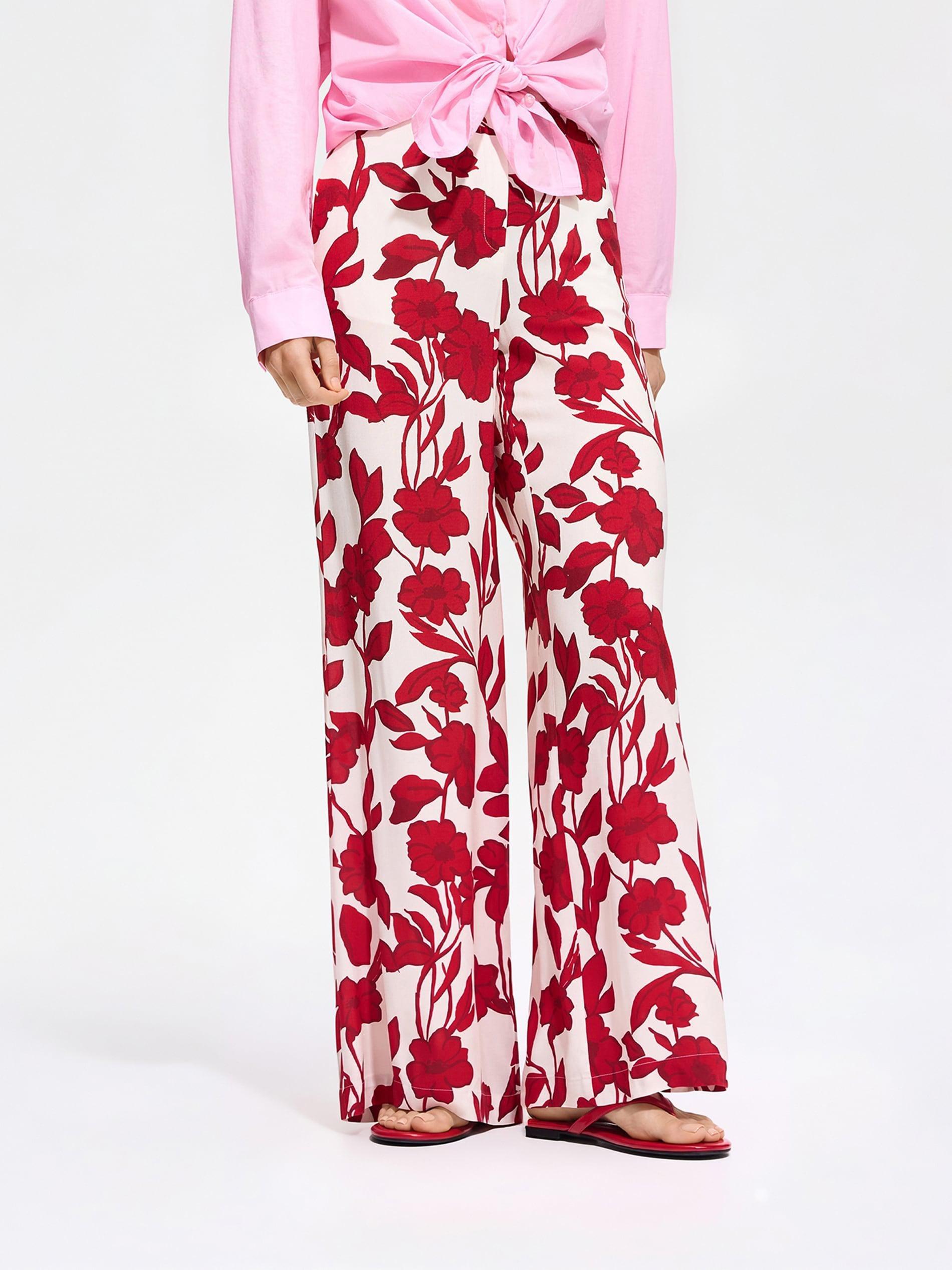 Multicolour Patterned Viscose Trousers, Multicolor, large image number 1