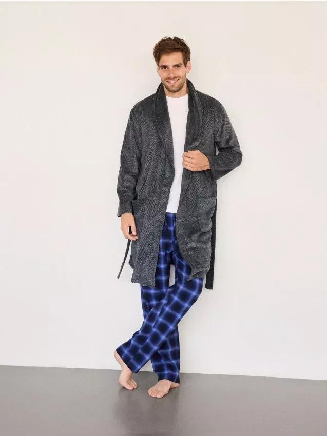 Grey Dressing Gown With Tie Belt, , large image number 0