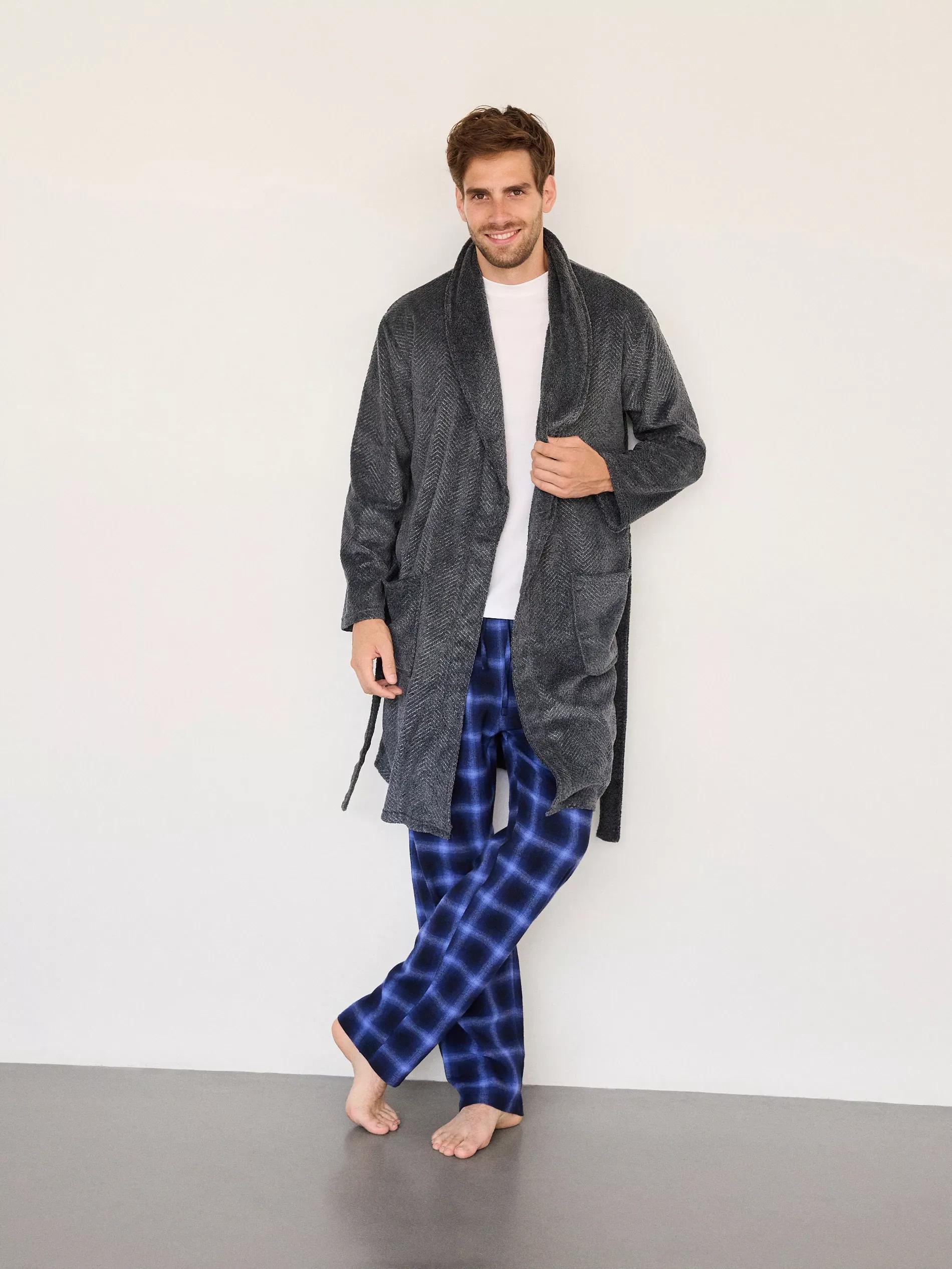 Grey Dressing Gown With Tie Belt, , large image number 1